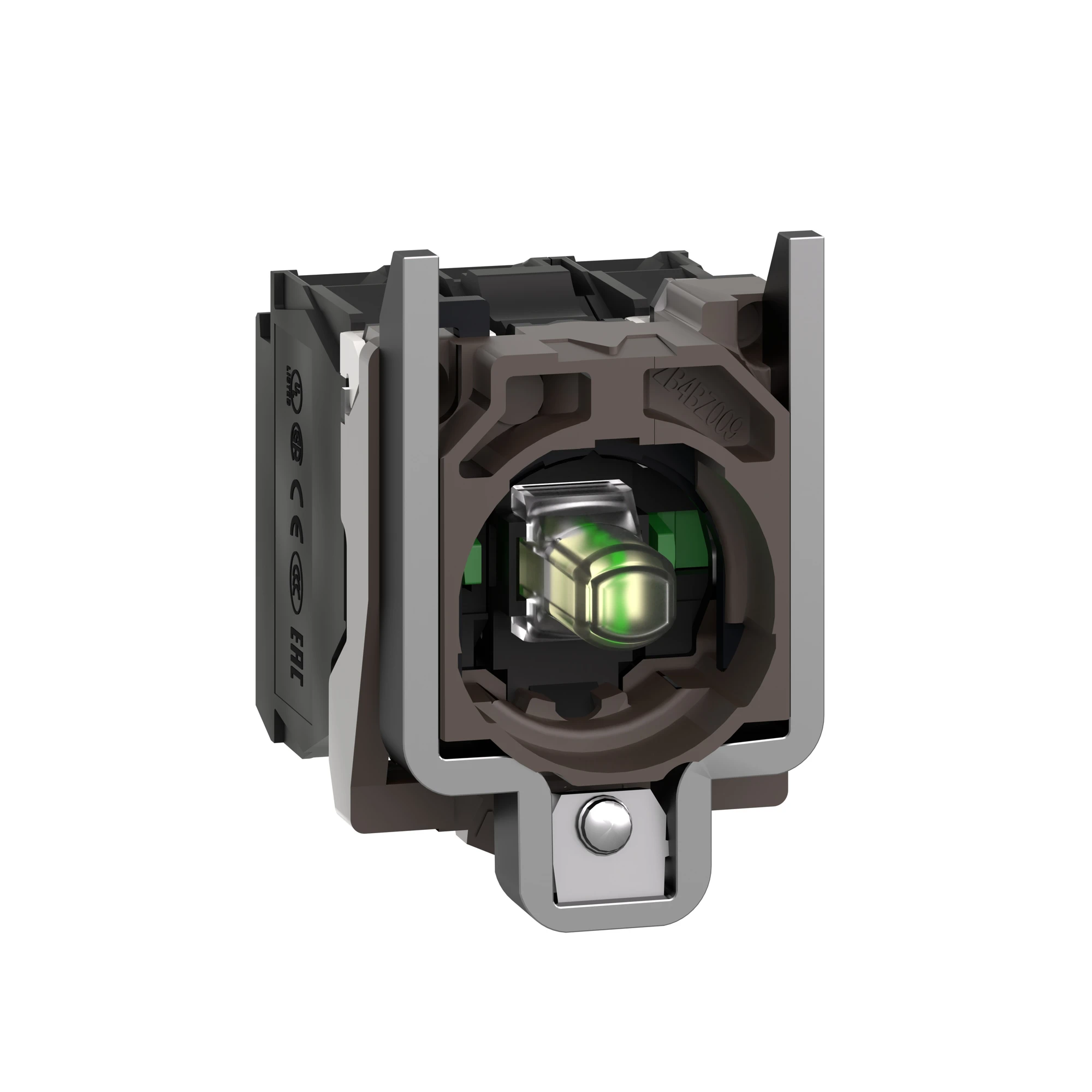 Schneider Electric ZB4BW0M13 Auxiliary contact block with mounting flange, Harmony XB4, metal, white, universal LED, 2S, 230-240V AC (img_003)