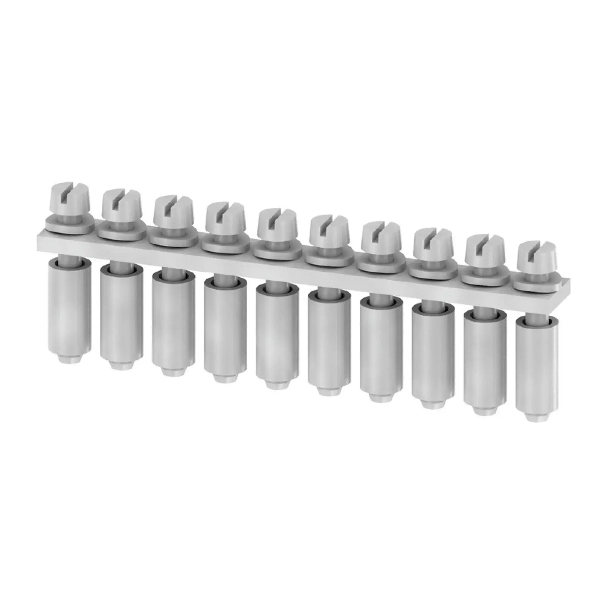 Weidmüller 0368100000 Cross-connector (terminal), when screwed in, grey, 24 A, Number of poles: 10, Pitch in mm: 5.00, Insulated: No, Width: 50.3 mm (img_001)