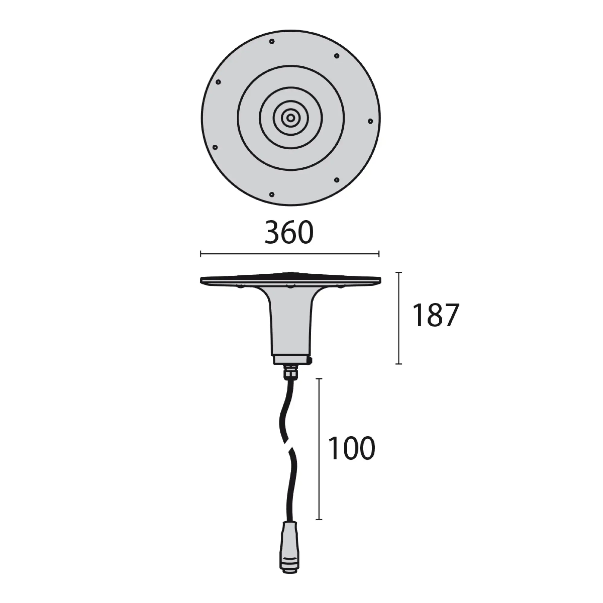 Performance iN Lighting 303497 LED-Mastleuchte 4000K 16W dimmbar 1-10V runde extrabreite Streuoptik 303497 (img_003)