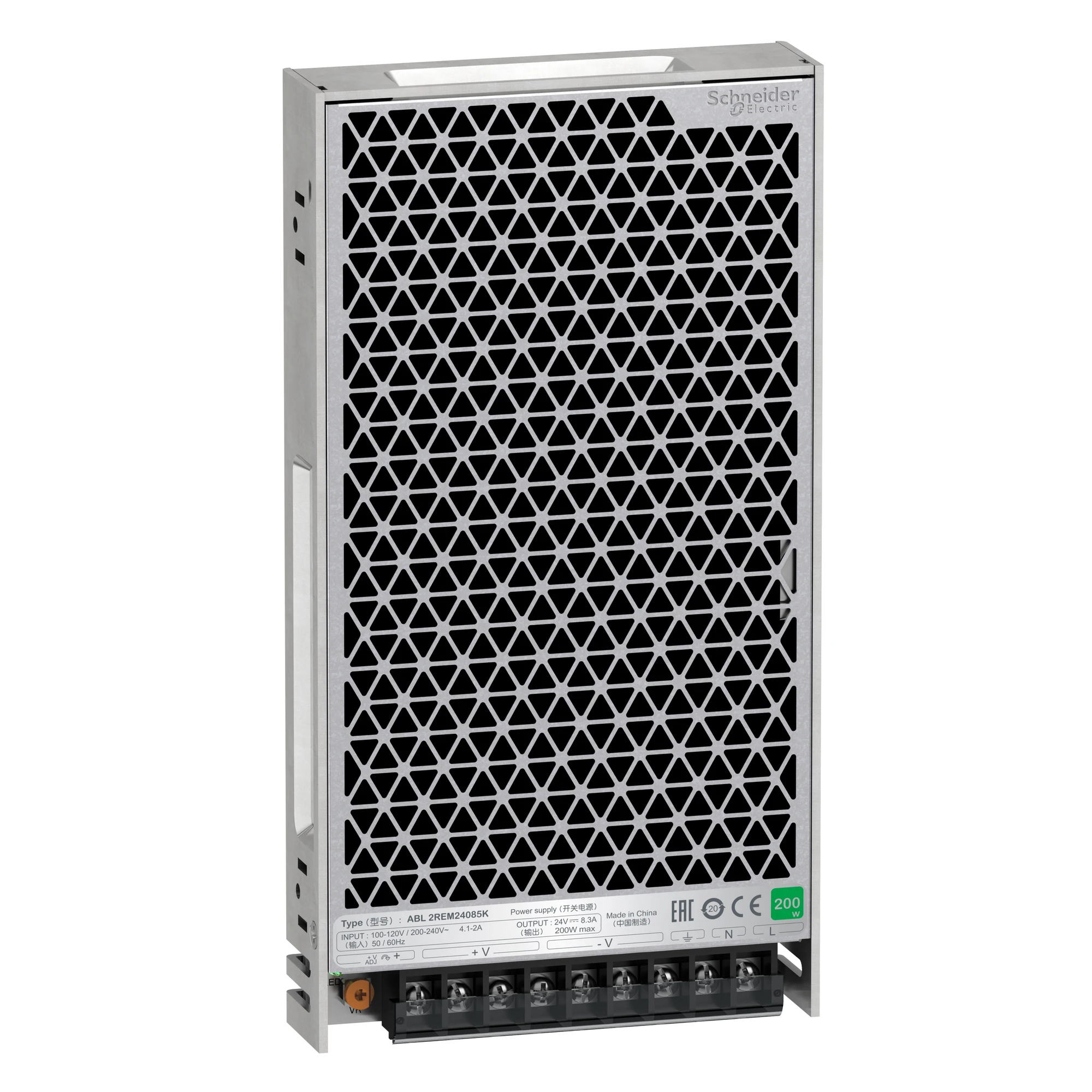 Schneider Electric ABL2REM24085K Spannungsversorgung, Easy Modicon ABL2, getaktet, 1-phasig, 100-240V AC, 24V DC, 8,3A, 200W (img_001) Schneider Electric ABL2REM24085K Spannungsversorgung, Easy Modicon ABL2, getaktet, 1-phasig, 100-240V AC, 24V DC, 8,3A, 200W (img_001)