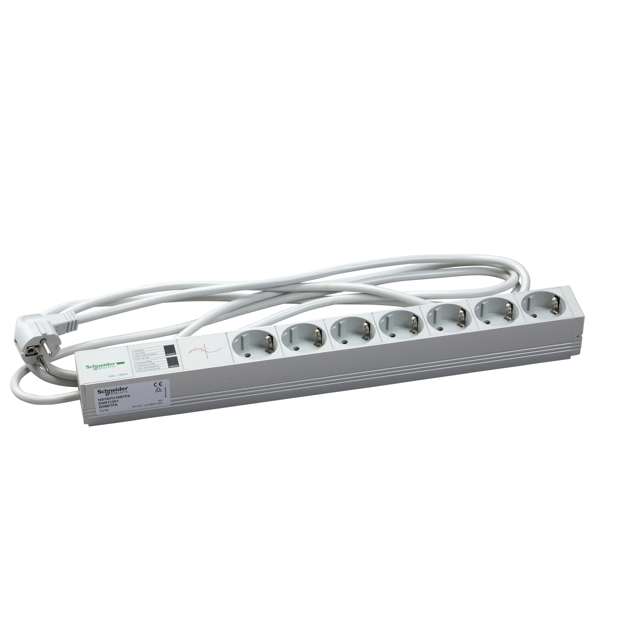 Schneider Electric NSYAPU19S7FA Actassi, 1U Power Distribution Unit, 7 Outlets+Filter 19P VDE (img_001)