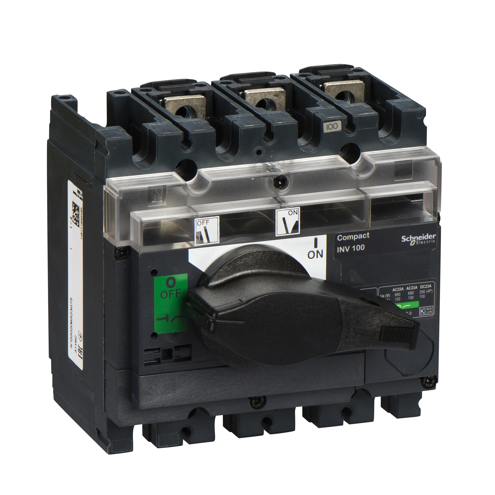 Schneider Electric 31160 Load disconnect switch INV100, 3 P, 100A/690V DC/AC, Black rotary handle (img_001) Schneider Electric 31160 Load disconnect switch INV100, 3 P, 100A/690V DC/AC, Black rotary handle (img_001)