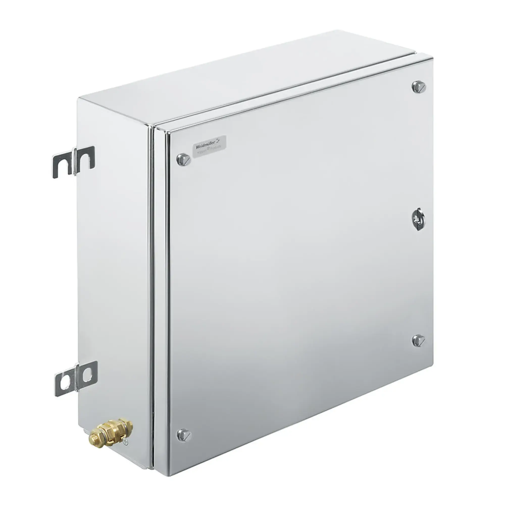 Weidmüller 8000108836 Metal housing, Width: 350 mm, Height: 350 mm, Depth: 150 mm, electropolished, Flange plate: Yes, Bottom, left, right, 4 hinges and M6 hex-head slotted (img_001) Weidmüller 8000108836 Metal housing, Width: 350 mm, Height: 350 mm, Depth: 150 mm, electropolished, Flange plate: Yes, Bottom, left, right, 4 hinges and M6 hex-head slotted (img_001)