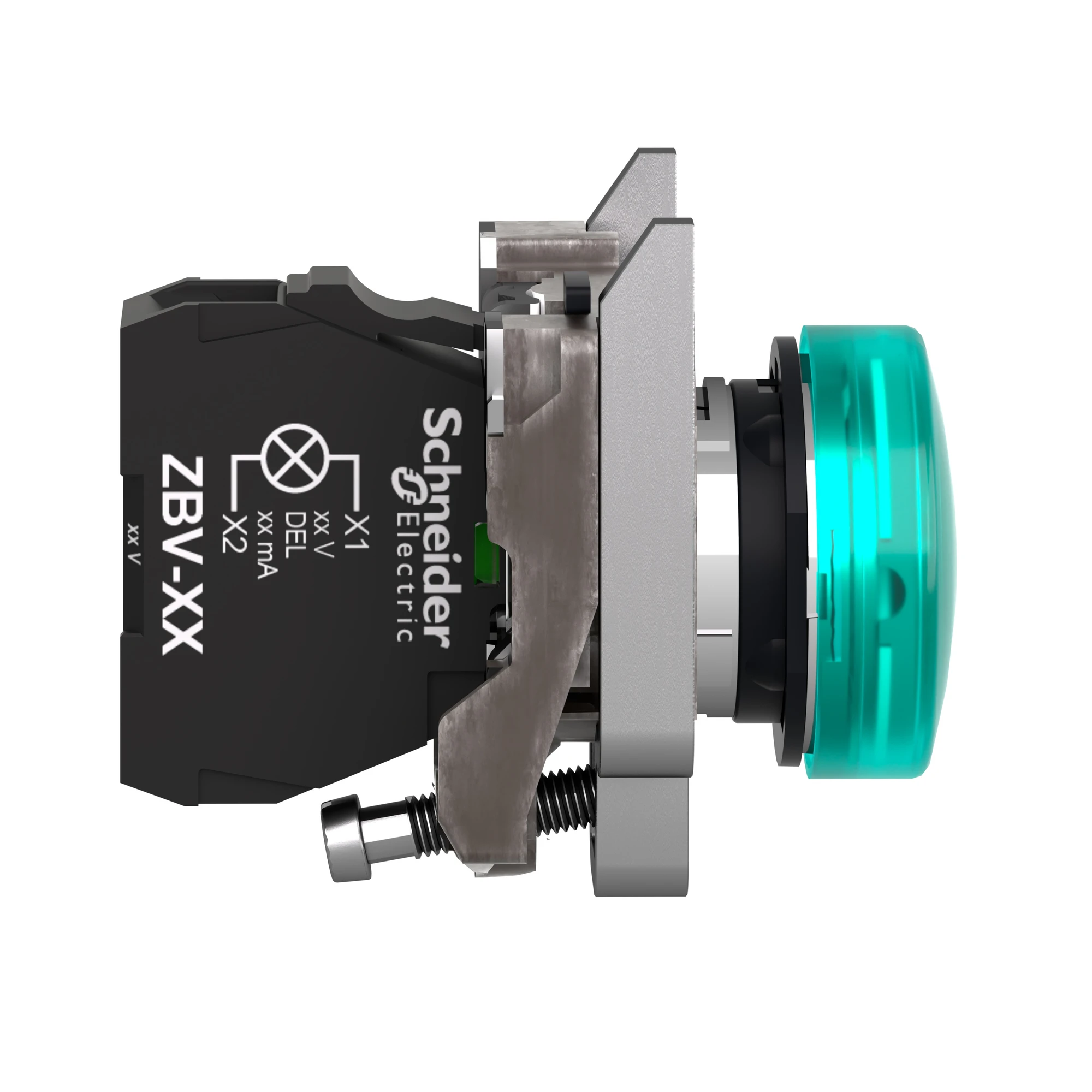 Schneider Electric XB4BV63 Signal Lamp, Harmony XB4, Metal, 22mm, Green, with Transformer, Incandescent Lamp BA9s, Smooth Calotte, Screw Terminal, 250V (img_006)