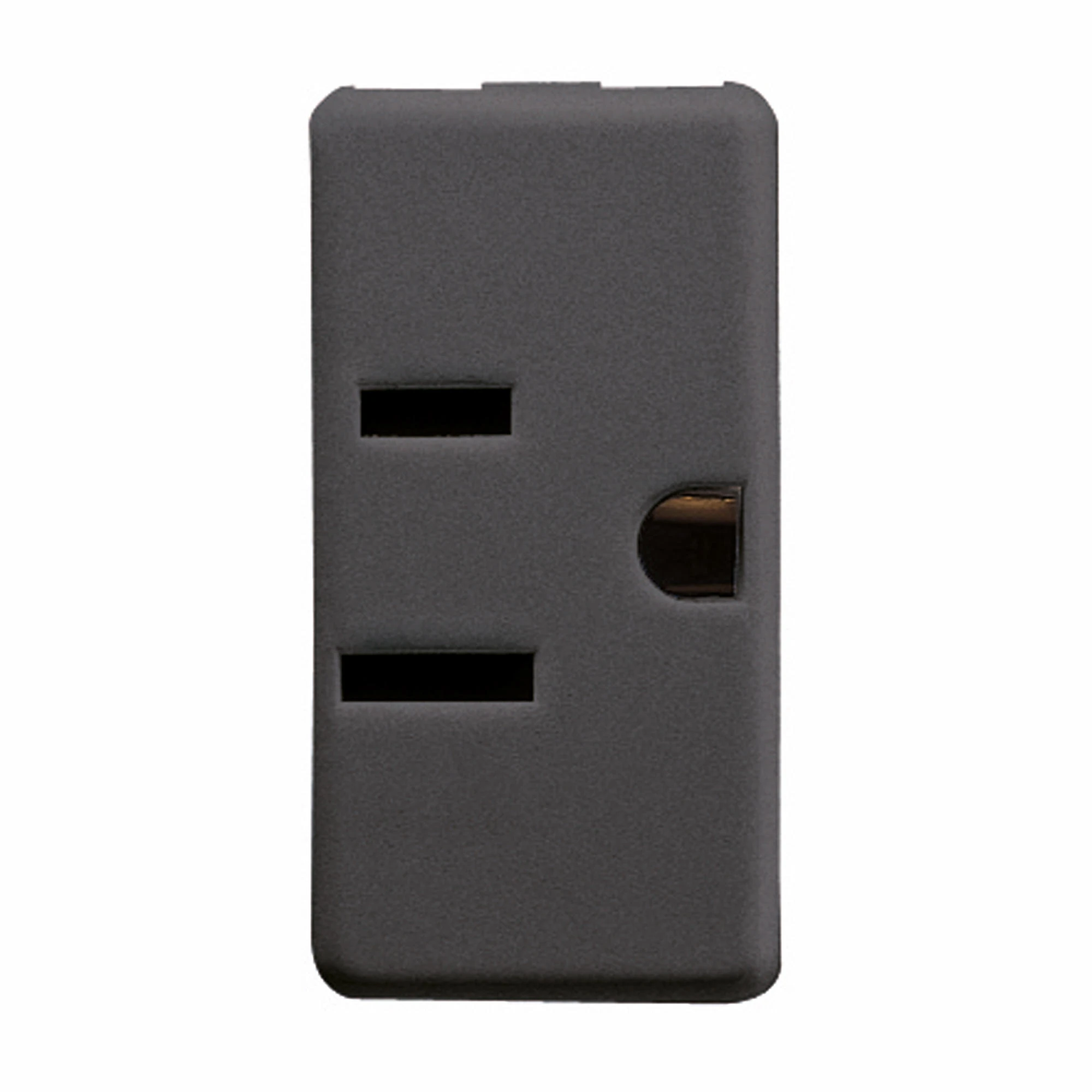 GEWISS GW21214 USA STANDARD SOCKET-OUTLET 250/125V ac - 2P+E 15A 125V - FLAT PARALLEL HORIZONTAL PLUG - 1 MODULE - SYSTEM BLACK (img_001)
