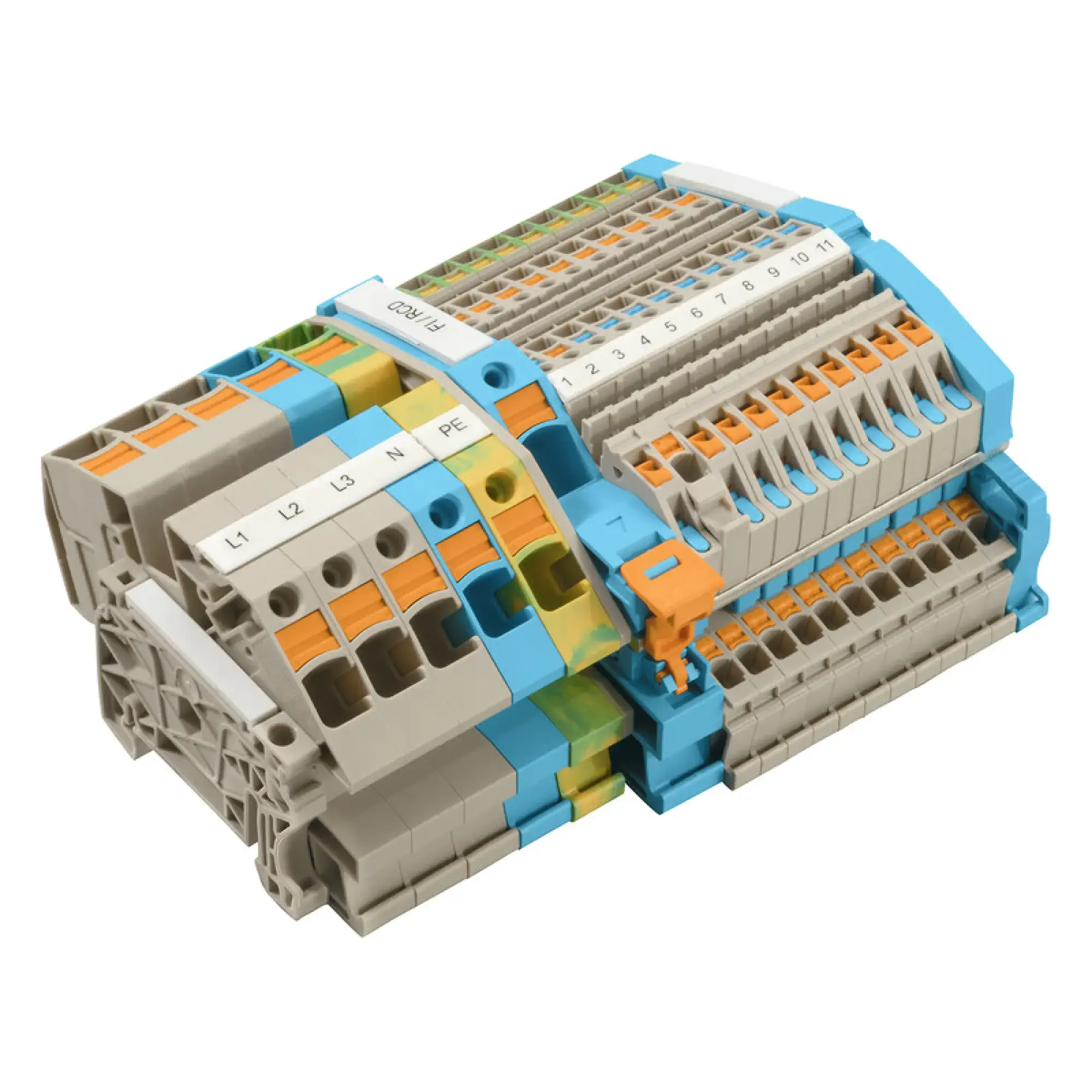Weidmüller 8000122098 Multi-tier modular terminal, PUSH IN, Miscellaneous, 16 mm², Number of connections: 65, Number of levels: 3, TS 35, V-0, Wemid (img_001)