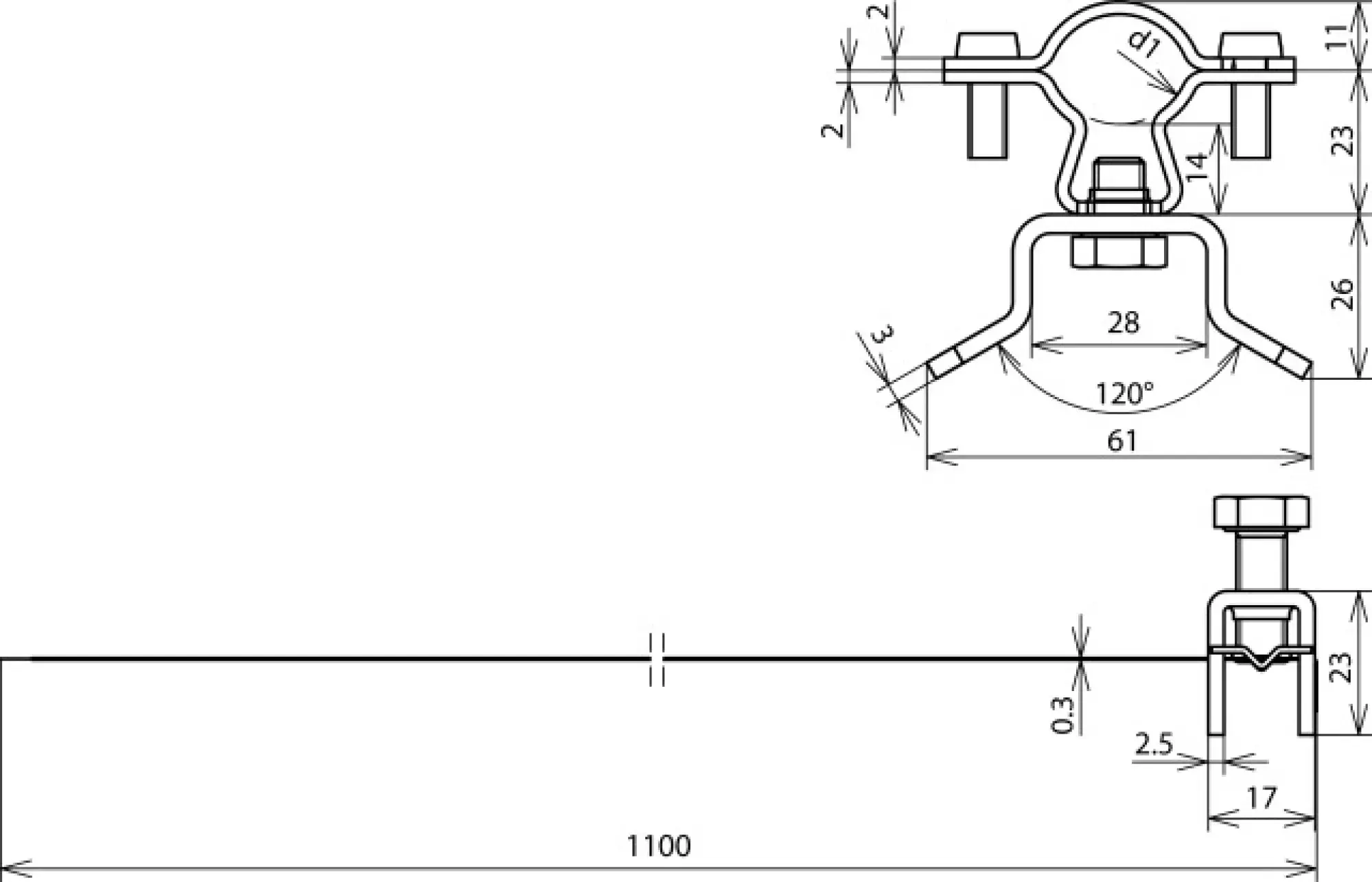 Dehn 275320 Conductor holder f. HVI Conductor StSt D 20-23mm w. tension. strap D 50-300mm (img_002)