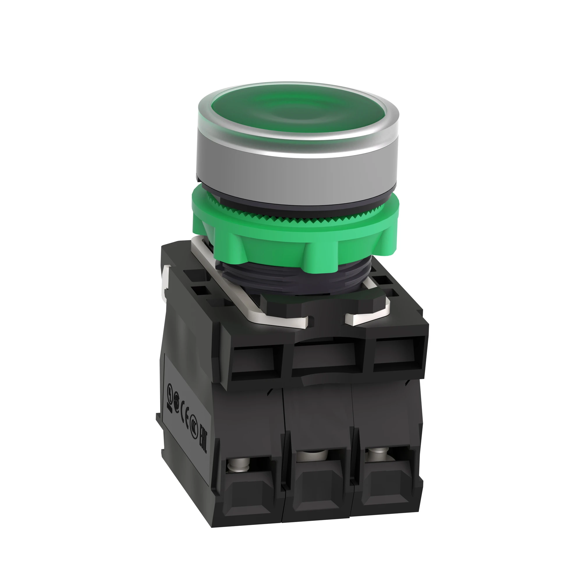 Schneider Electric XB5AW33B5C0 Illuminated Push Button, Harmony XB5, Plastic, Light Grey, Green, 22mm, Universal LED, Smooth Dome, 1NC + 1NO, 24V ACDC (img_006)