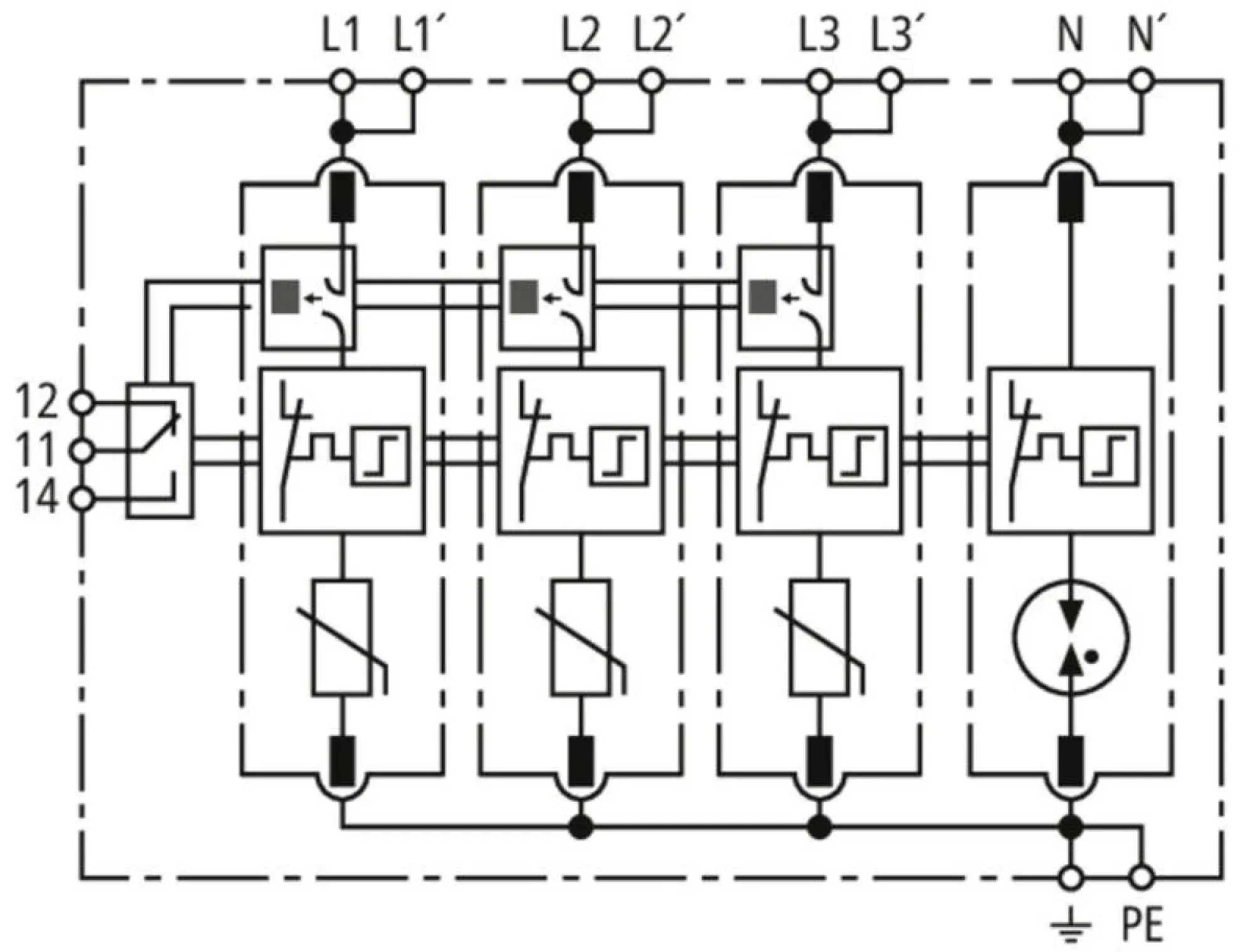 Dehn 943440 Ueberspannungsableiter Typ 2 DEHNguard MD 4-polig fuer TN-S-Systeme mit ACI (img_003)