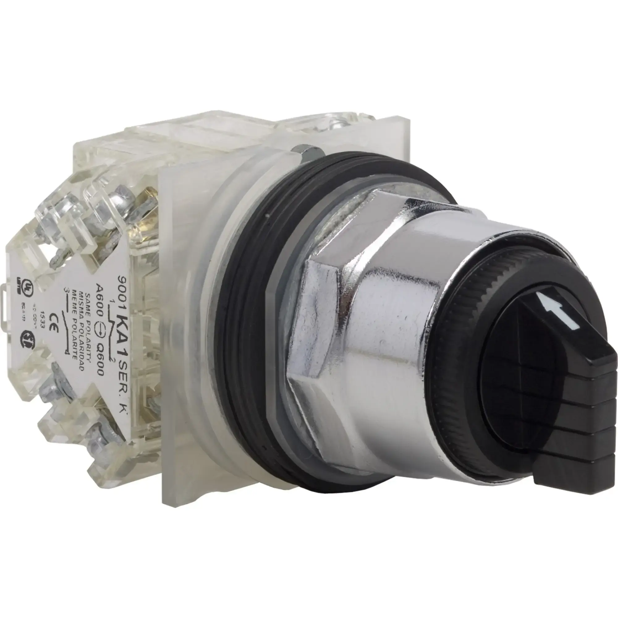 Schneider Electric 9001KS53BH2 Selector switch, black - Type K, Ø 30, standard toggle, 10A, 2NO+2NC (img_002) Schneider Electric 9001KS53BH2 Selector switch, black - Type K, Ø 30, standard toggle, 10A, 2NO+2NC (img_002)