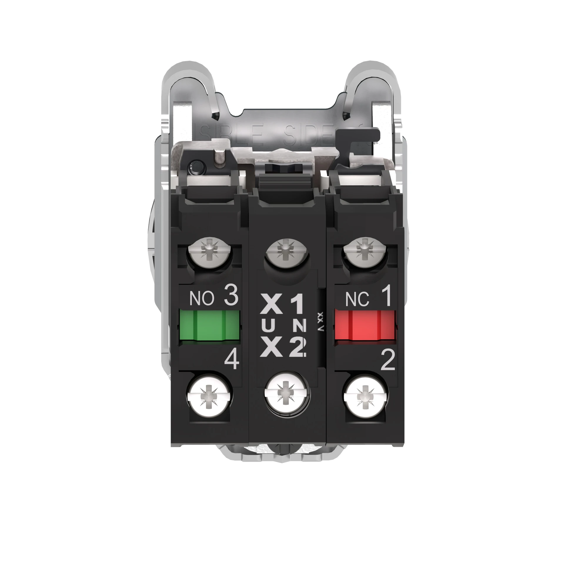Schneider Electric XB4FW36G5 Illuminated pushbutton, Harmony XB4F, metal, 30mm, blue, unmarked, universal LED, smooth dome, 1NO+1NC, 110-120V AC (img_001)