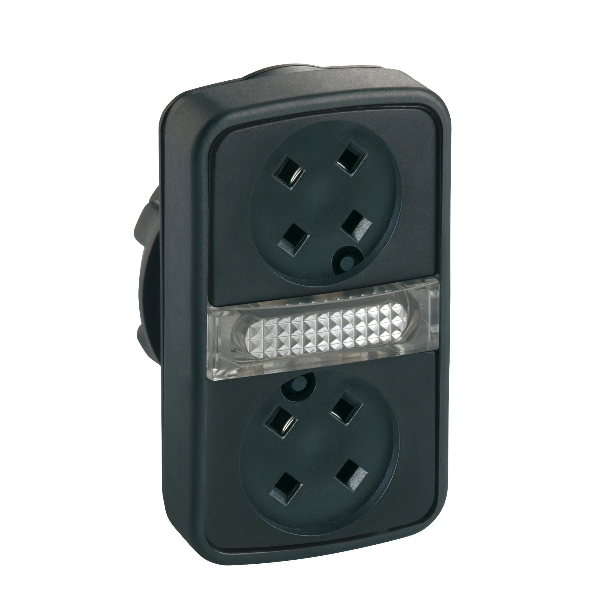 Schneider Electric ZB5AW7A9 Double Push Button, Front Element, Harmony XB5, Plastic, 22mm, without Label Plates, Illuminated (img_001)