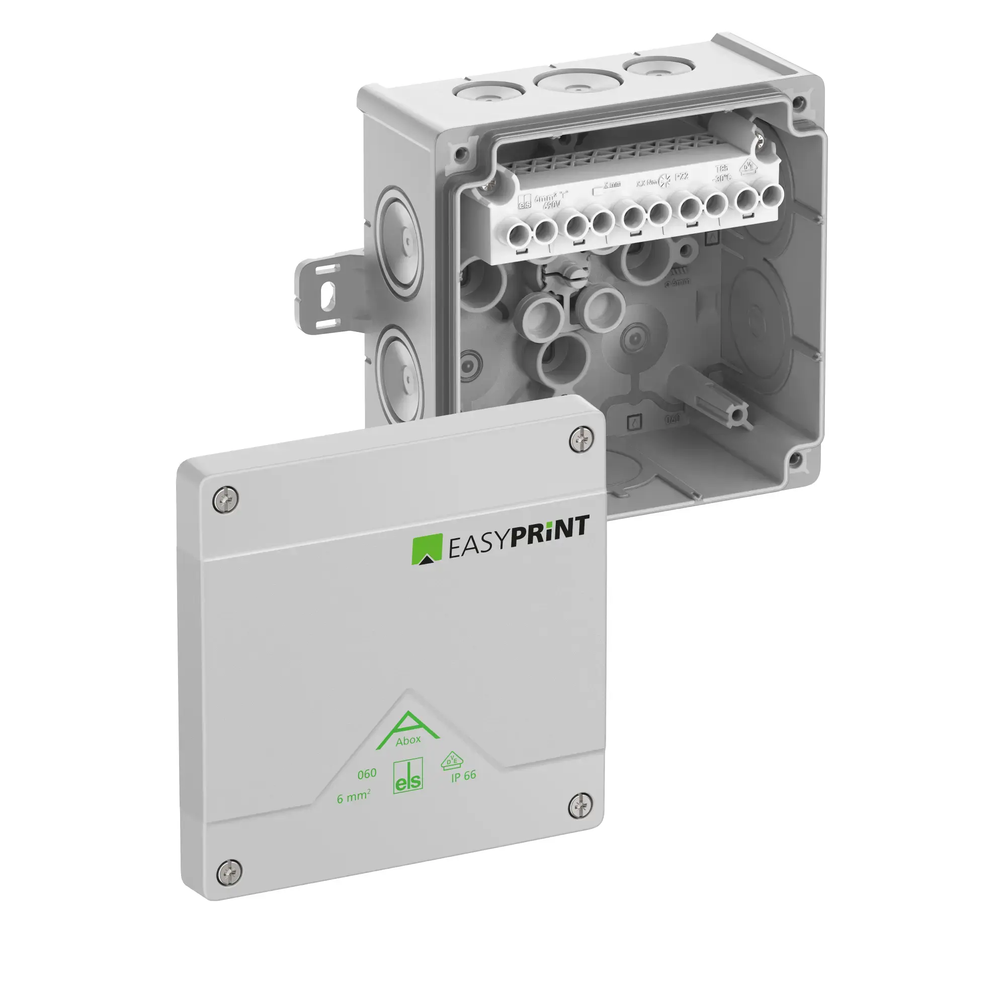 Spelsberg 806421EP Junction box, Type of protection IP66, max. 6², Impact strength IK07, Protection class II, Ui 690V AC, Ui 690V DC, DLG, VDE, Halogen free (img_001) Spelsberg 806421EP Junction box, Type of protection IP66, max. 6², Impact strength IK07, Protection class II, Ui 690V AC, Ui 690V DC, DLG, VDE, Halogen free (img_001)