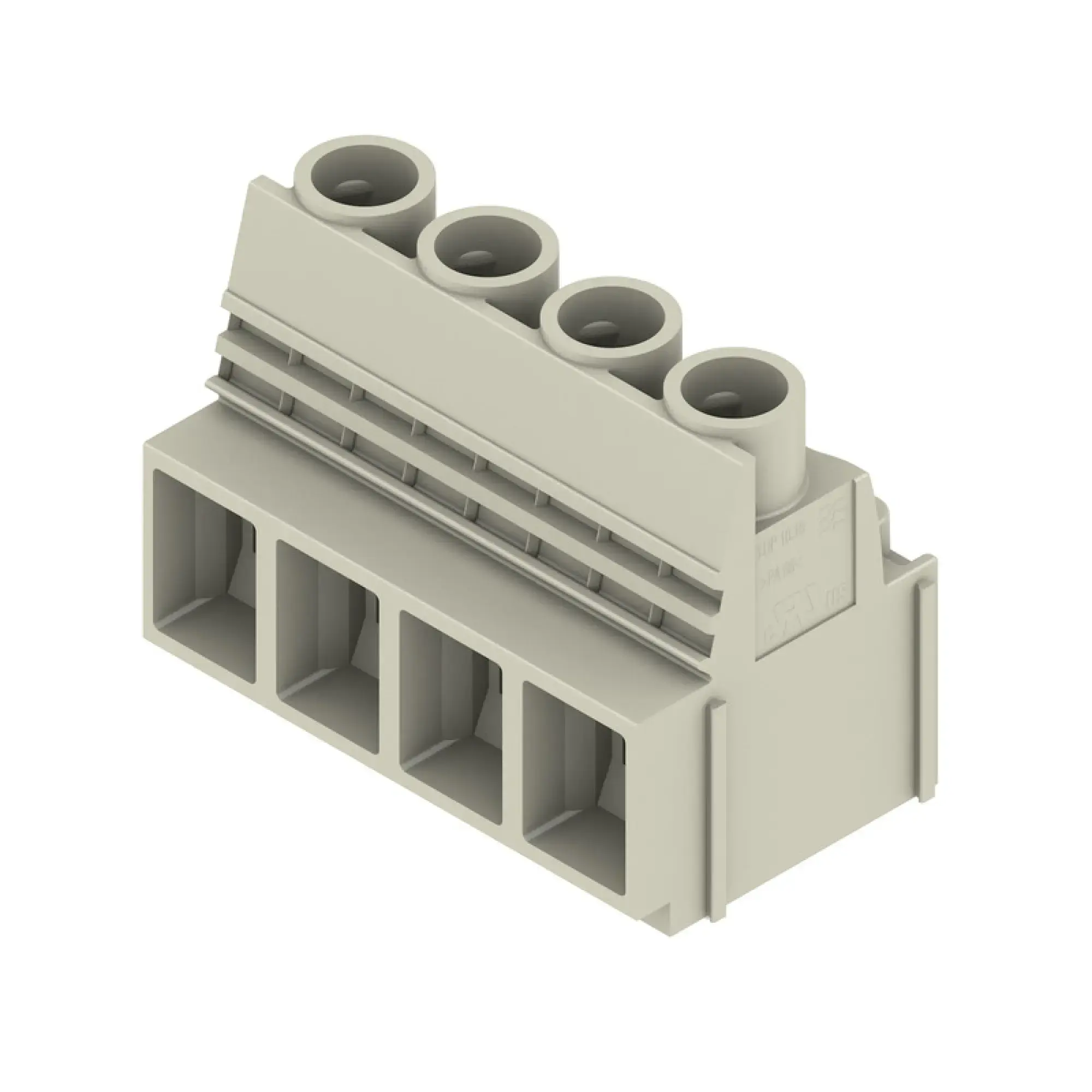 Weidmüller 2013950000 PCB terminal, 1000 V, 76 A, Pitch in mm: 10.16, 16 mm², Number of poles: 4, Clamping yoke connection, THT solder connection, 90°, Box (img_001)