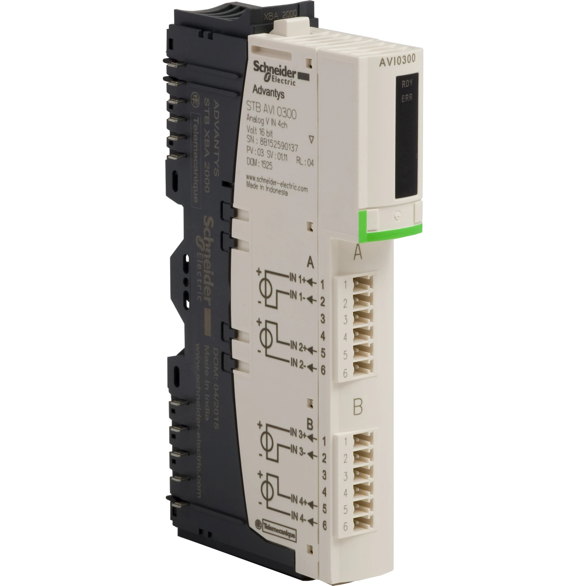 Schneider Electric STBAVI0300K Kit analog input module Standard STB, +/- 10 V, 4 Inputs, 15 bit+sign (img_001)