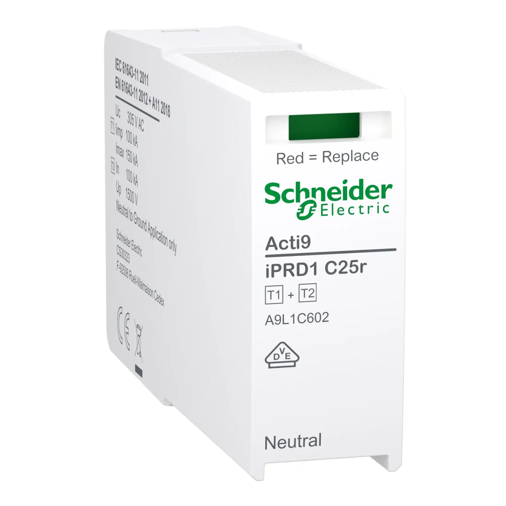 Schneider Electric A9L1C602 Replacement protection module for combined lightning current and surge arrester iPRD1 C25r or iPRD1 F25r, Type 1+2, N-PE module (img_002)