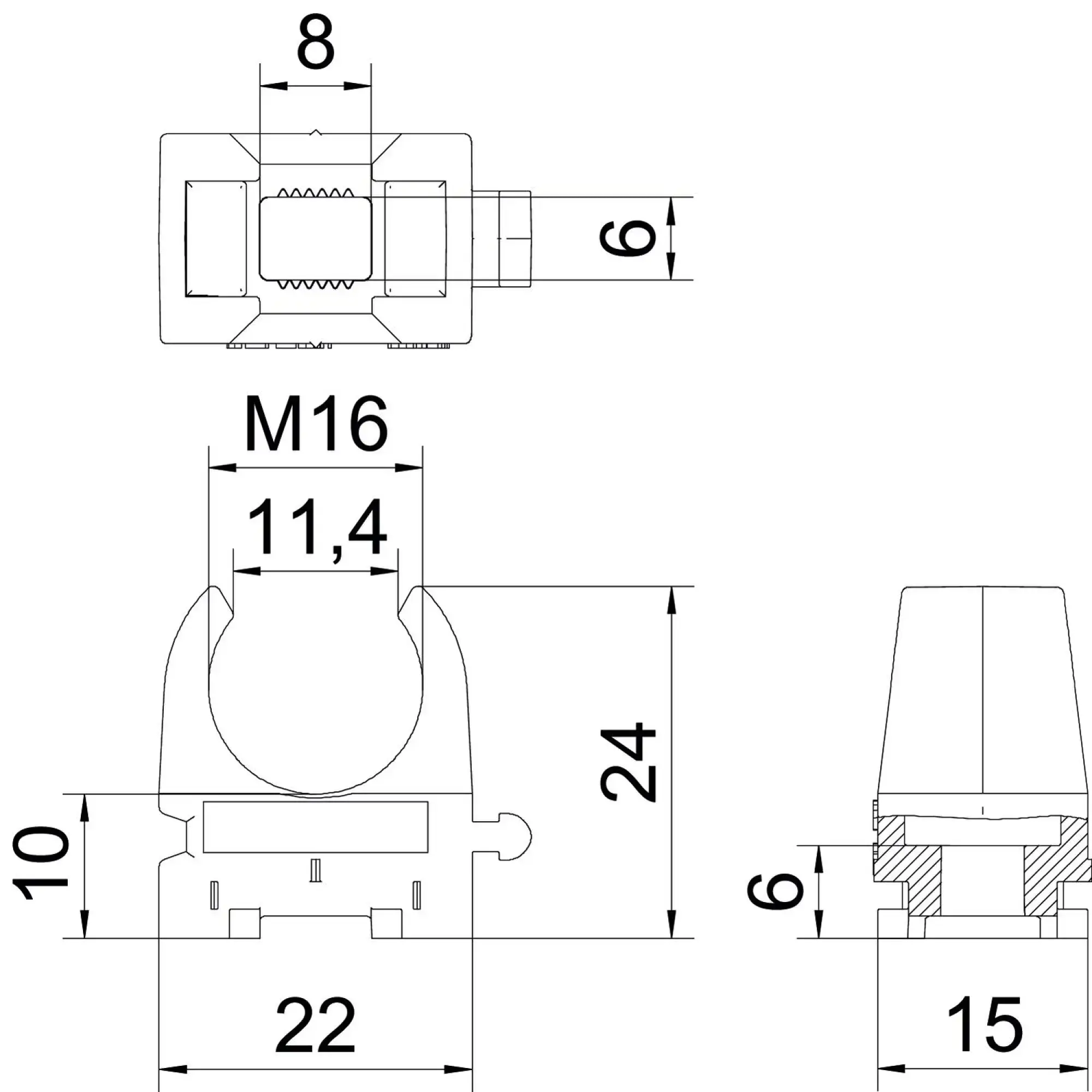Don Quichotte 981902 Pipe clip OPDZ 6mm 15-16mm 5/8" Polypropylene Light grey RAL 7035 (img_002) Don Quichotte 981902 Pipe clip OPDZ 6mm 15-16mm 5/8" Polypropylene Light grey RAL 7035 (img_002)