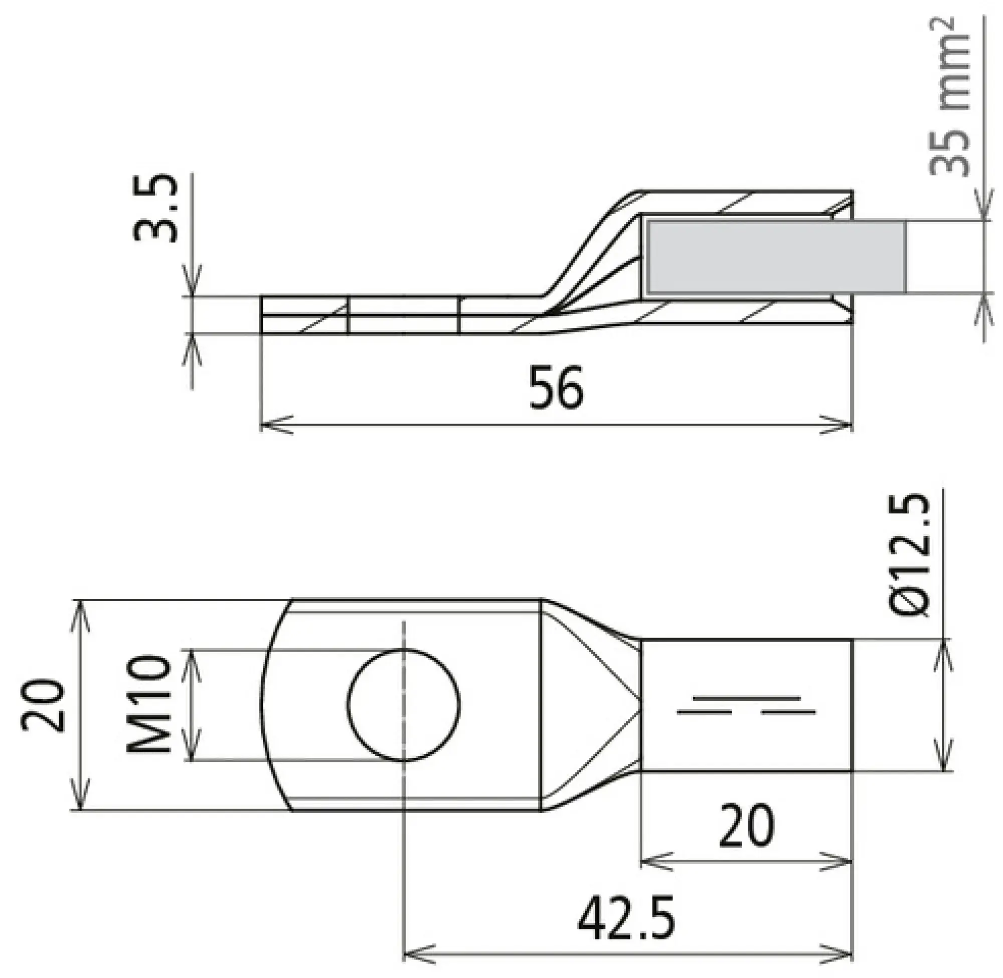 Dehn 472434 Crimped cable lug DIN 46235 35 mm² M10 Cu/gal Sn with nickel barrier layer (img_004)