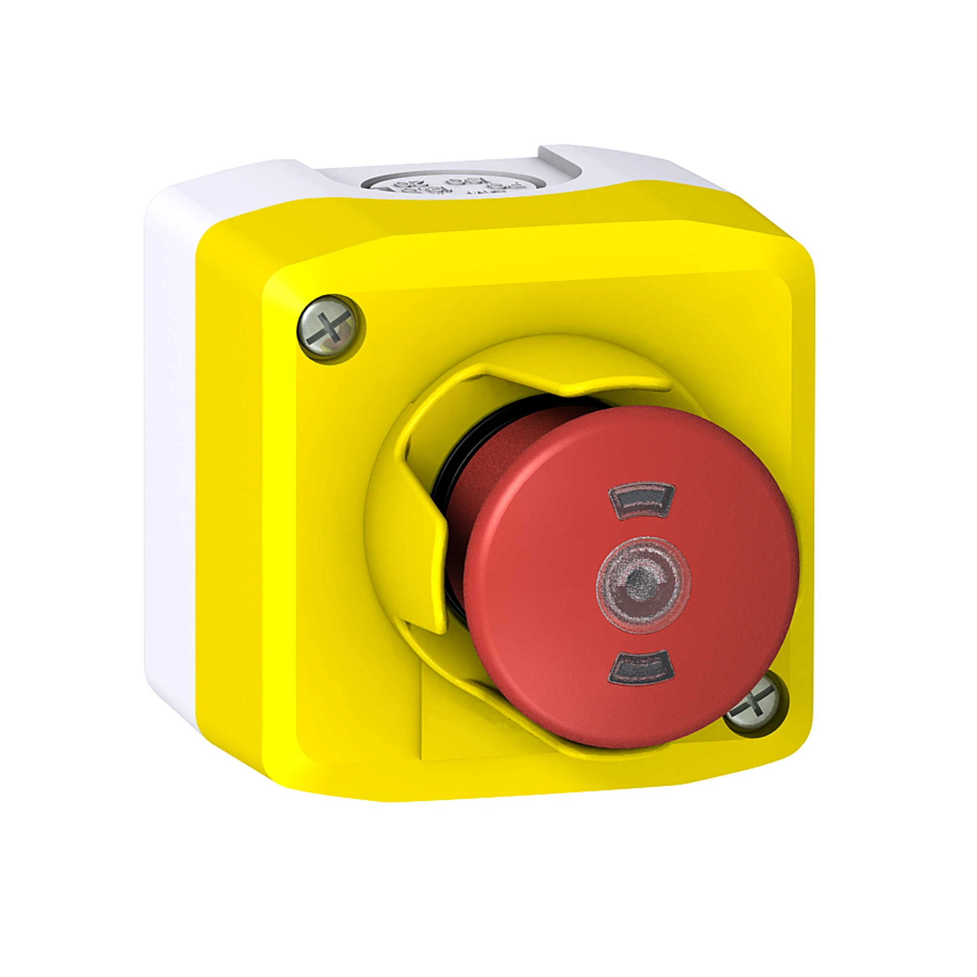 Schneider Electric XALFKT64441 Surface-mounted enclosure, Harmony XALF, plastic, light gray, yellow, 1 emergency stop switch, protection collar, status indicator, 2NC (img_001) Schneider Electric XALFKT64441 Surface-mounted enclosure, Harmony XALF, plastic, light gray, yellow, 1 emergency stop switch, protection collar, status indicator, 2NC (img_001)