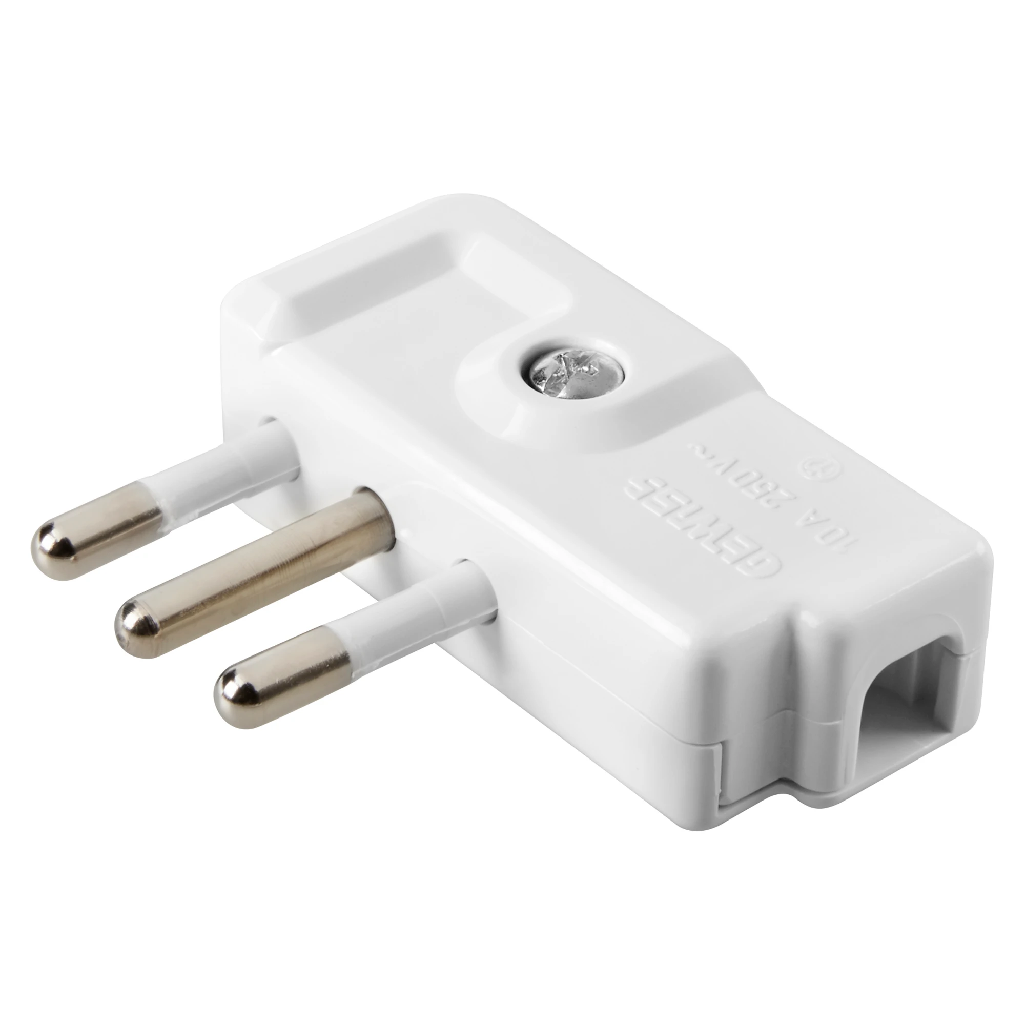 GEWISS GW28007 Stecker 90° 2P+PE 10A 250V Typ SPA11 Italienischer Standard Weiss (img_001)