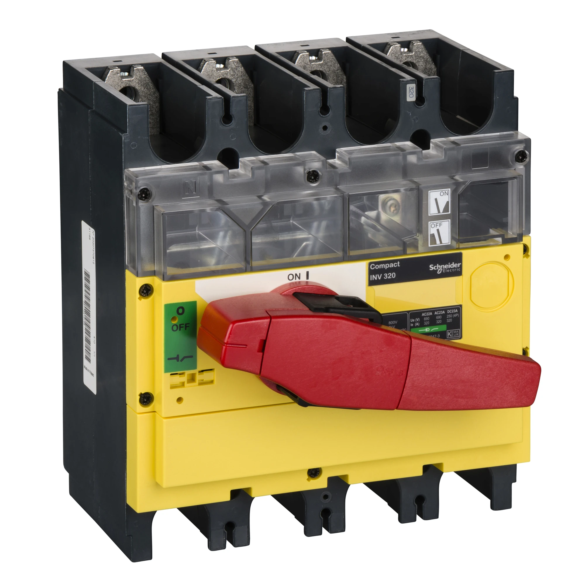 Schneider Electric 31189 Load break switch INV320, 4 P, 320A/690V DC/AC, Red rotary handle/yellow base (img_001) Schneider Electric 31189 Load break switch INV320, 4 P, 320A/690V DC/AC, Red rotary handle/yellow base (img_001)