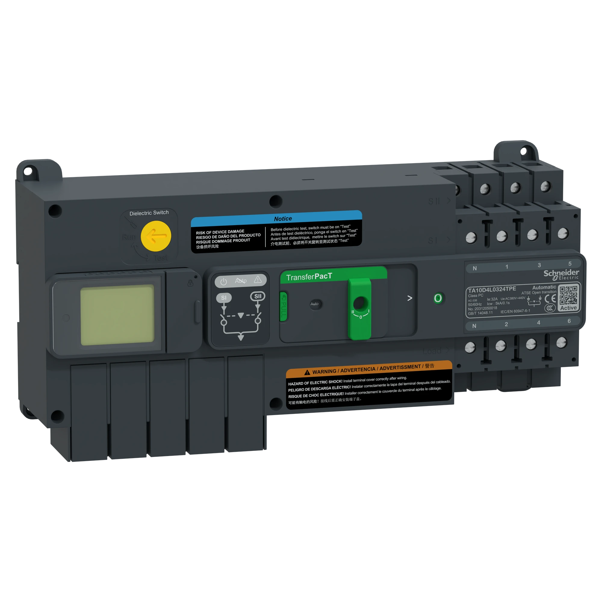 Schneider Electric TA10D4L0324TPE TransferPacT Active TA100, automatic mains transfer switch, 32A, 4P, LCD, 400VAC (img_001) Schneider Electric TA10D4L0324TPE TransferPacT Active TA100, automatic mains transfer switch, 32A, 4P, LCD, 400VAC (img_001)