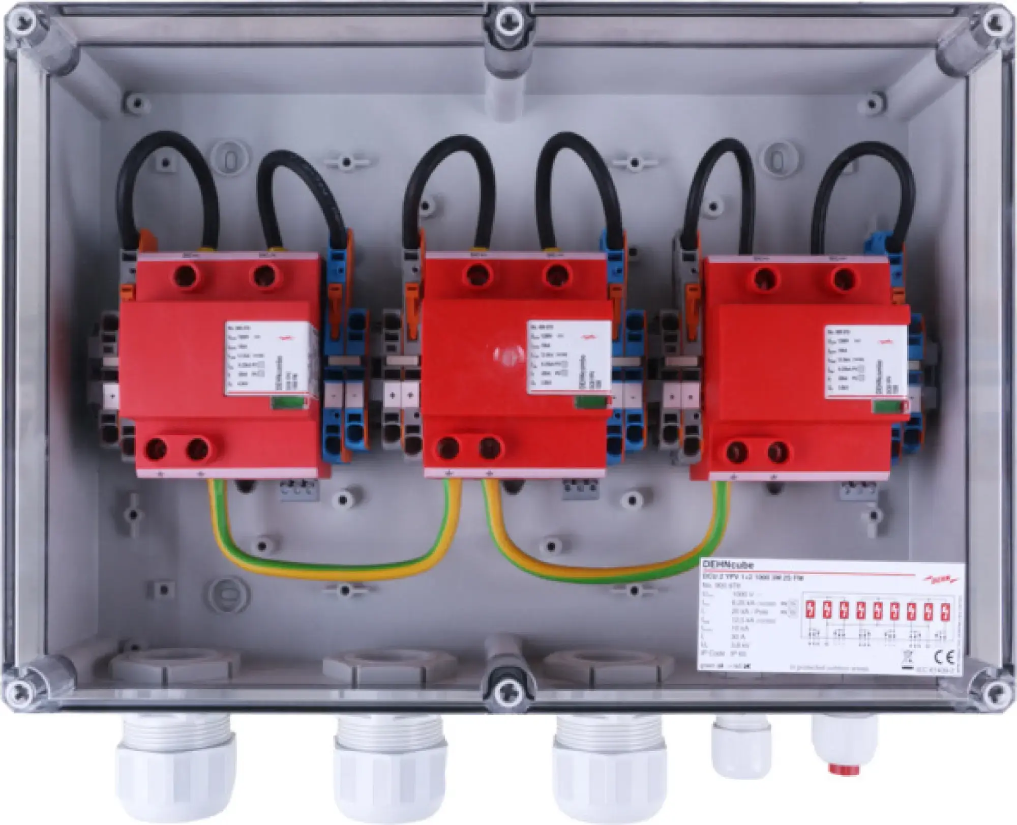 Dehn 900978 T1+2 junction box, IP65 encl. f. PV sys. 3MPPT w. 2 strings each up to 1000V DC (img_001)
