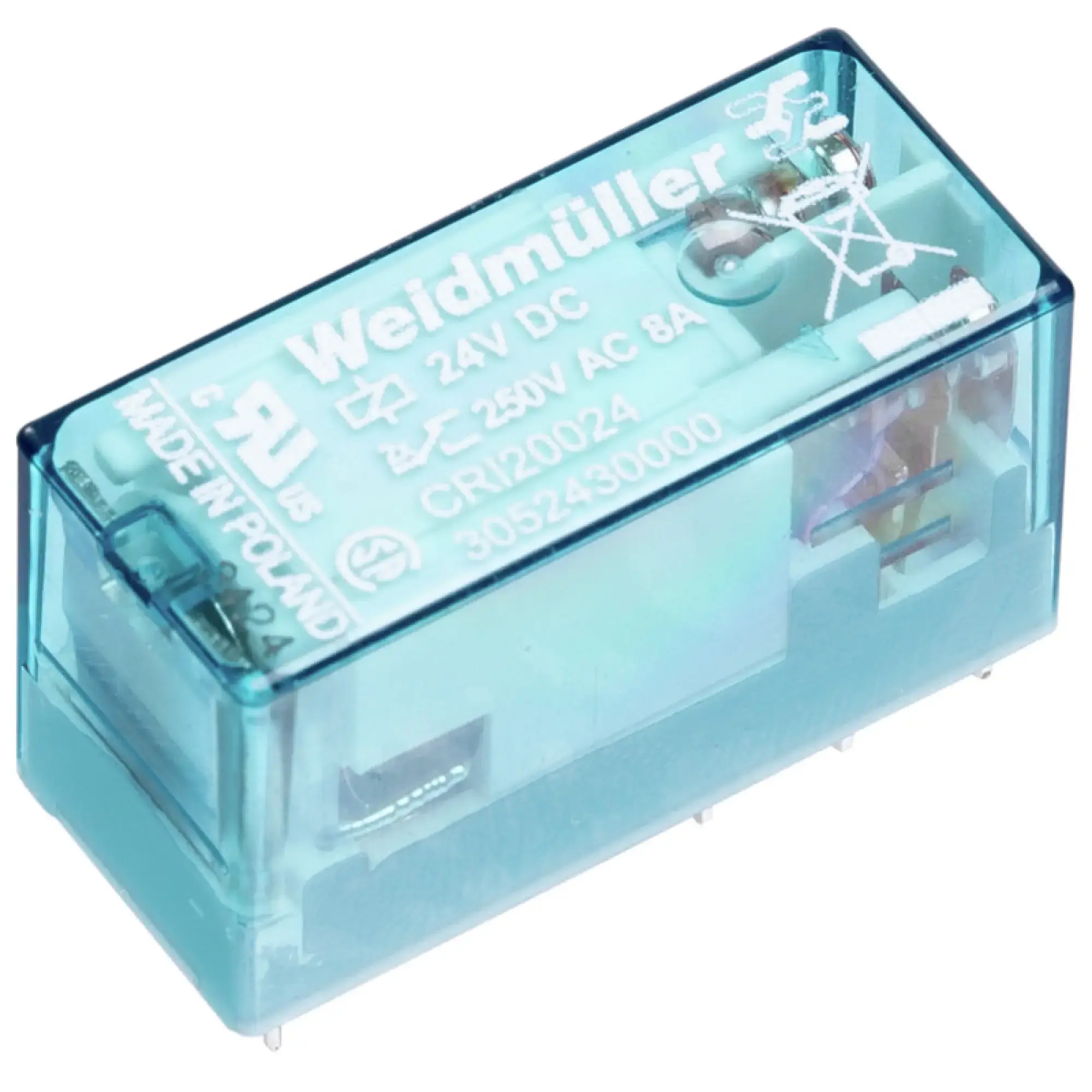 Weidmüller 3052420000 Miniature industrial relay, 12 V DC, No, 2 CO contact (AgNi) , 250 V AC, 8 A, Test button available: No (img_001)