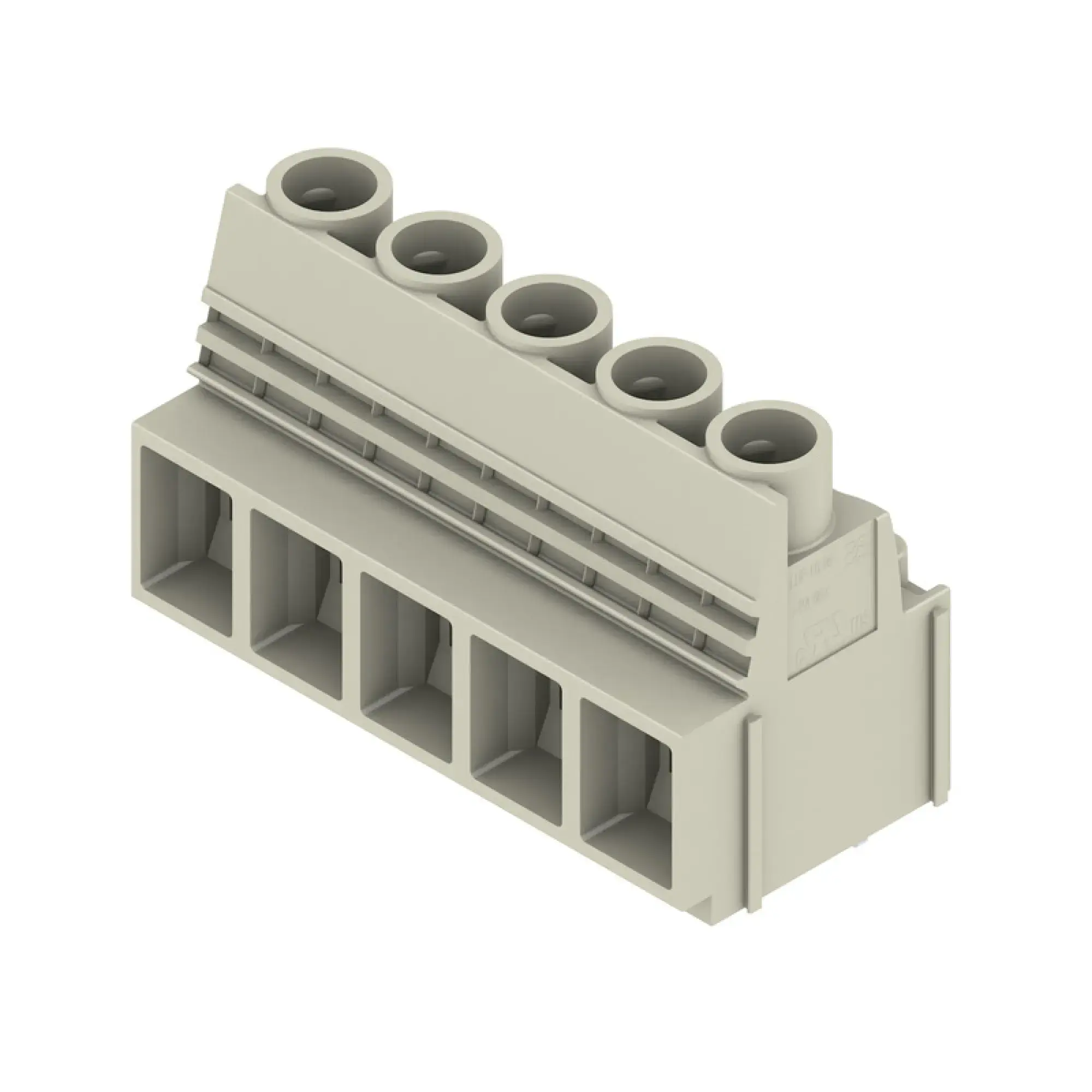 Weidmüller 2013960000 PCB terminal, 1000 V, 76 A, Pitch in mm: 10.16, 16 mm², Number of poles: 5, Clamping yoke connection, THT solder connection, 90°, Box (img_001) Weidmüller 2013960000 PCB terminal, 1000 V, 76 A, Pitch in mm: 10.16, 16 mm², Number of poles: 5, Clamping yoke connection, THT solder connection, 90°, Box (img_001)