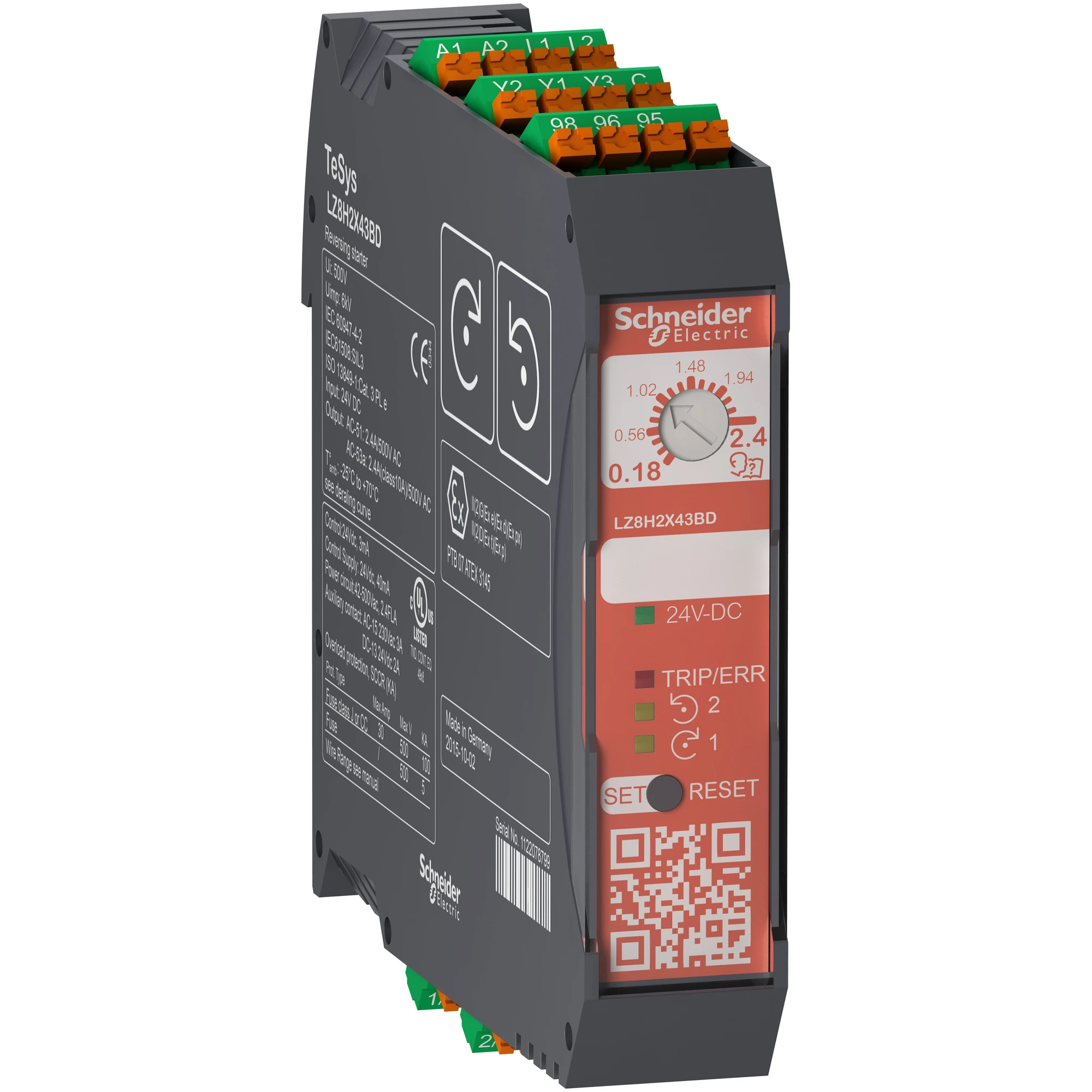 Schneider Electric LZ8H2X43BD Reversing starter TeSys H Safe-Torque-Off 0.75kW-400V Operation 24VDC Spring (img_001)
