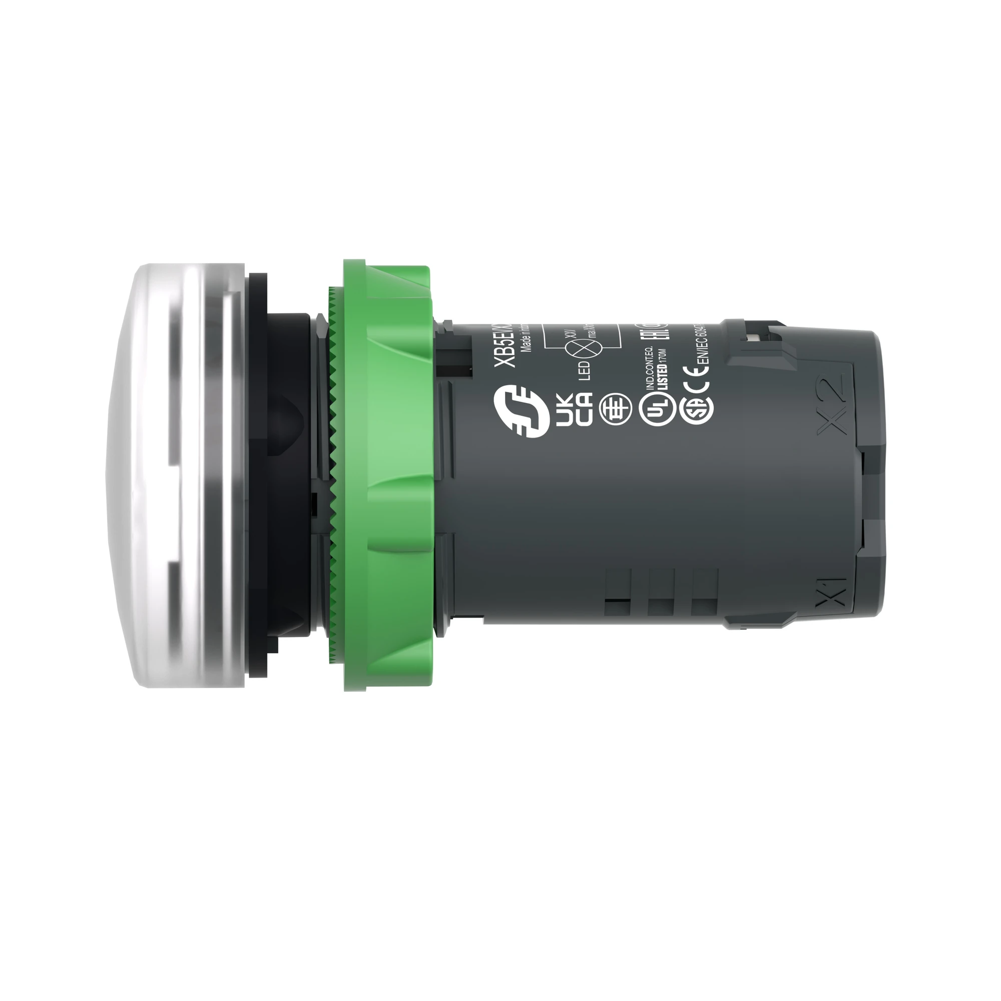 Schneider Electric XB5EVM1 Signal Light, Harmony XB5, Plastic, Monoblock, White, 22mm, Universal LED, Smooth Dome, 230-240V AC (img_008) Schneider Electric XB5EVM1 Signal Light, Harmony XB5, Plastic, Monoblock, White, 22mm, Universal LED, Smooth Dome, 230-240V AC (img_008)