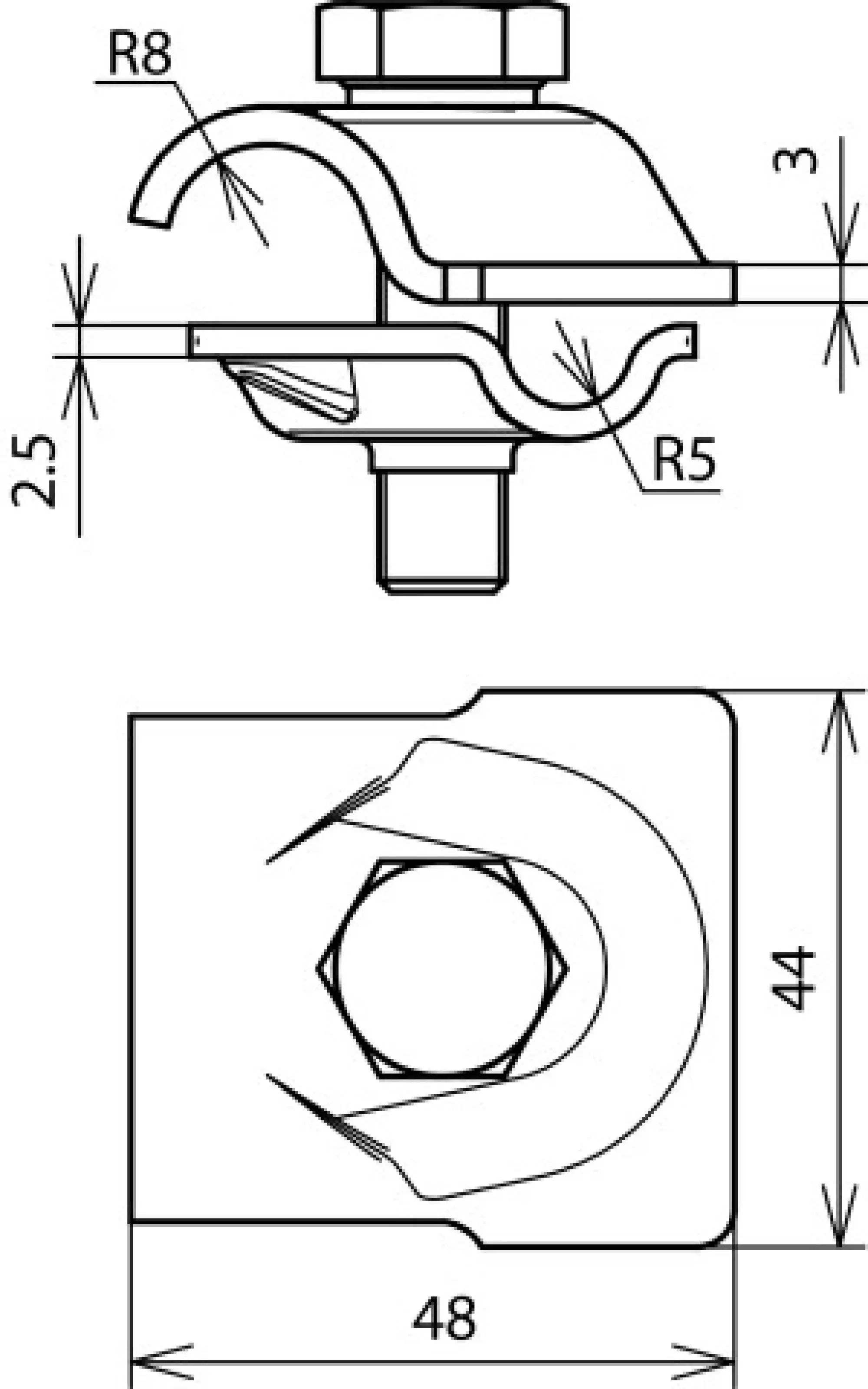 Dehn 392209 MV clamp StSt 200kA f. Rd 8-10/16mm w. hexagon screw and spring washer (img_002)