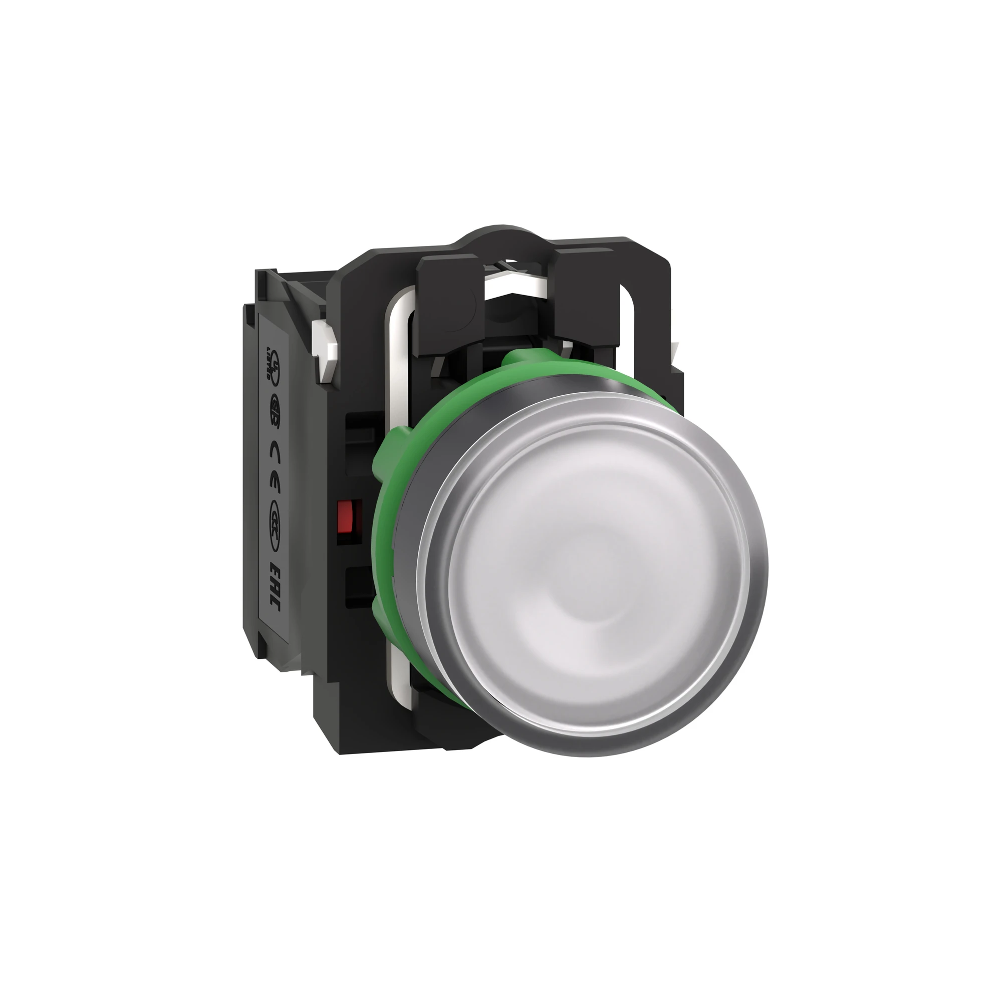 Schneider Electric XB5AW31B5 Illuminated pushbutton, Harmony XB5, plastic, white, 22mm, universal LED, smooth dome, 1NO + 1NC, 24V ACDC (img_003)