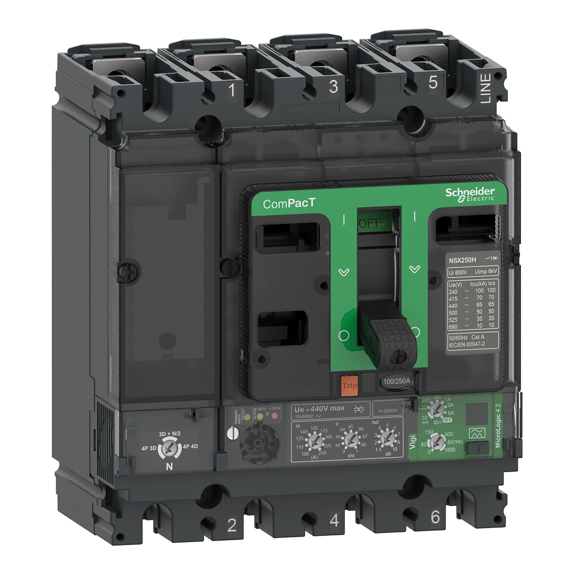 Schneider Electric C10B44V040 Compact Circuit Breaker ComPacT NSX100B with Micrologic 4.2, 40A, 4P4D 25kA/415V AC (img_001) Schneider Electric C10B44V040 Compact Circuit Breaker ComPacT NSX100B with Micrologic 4.2, 40A, 4P4D 25kA/415V AC (img_001)