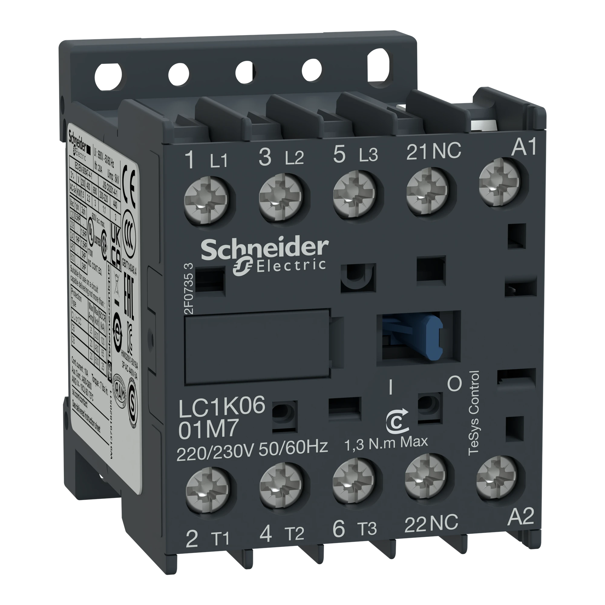 Schneider Electric LC1K0901N7 Power contactor LC1K 3p, +1NO, 4 kW, 9 A, 400 V AC3, coil 400-415 V AC (img_001)