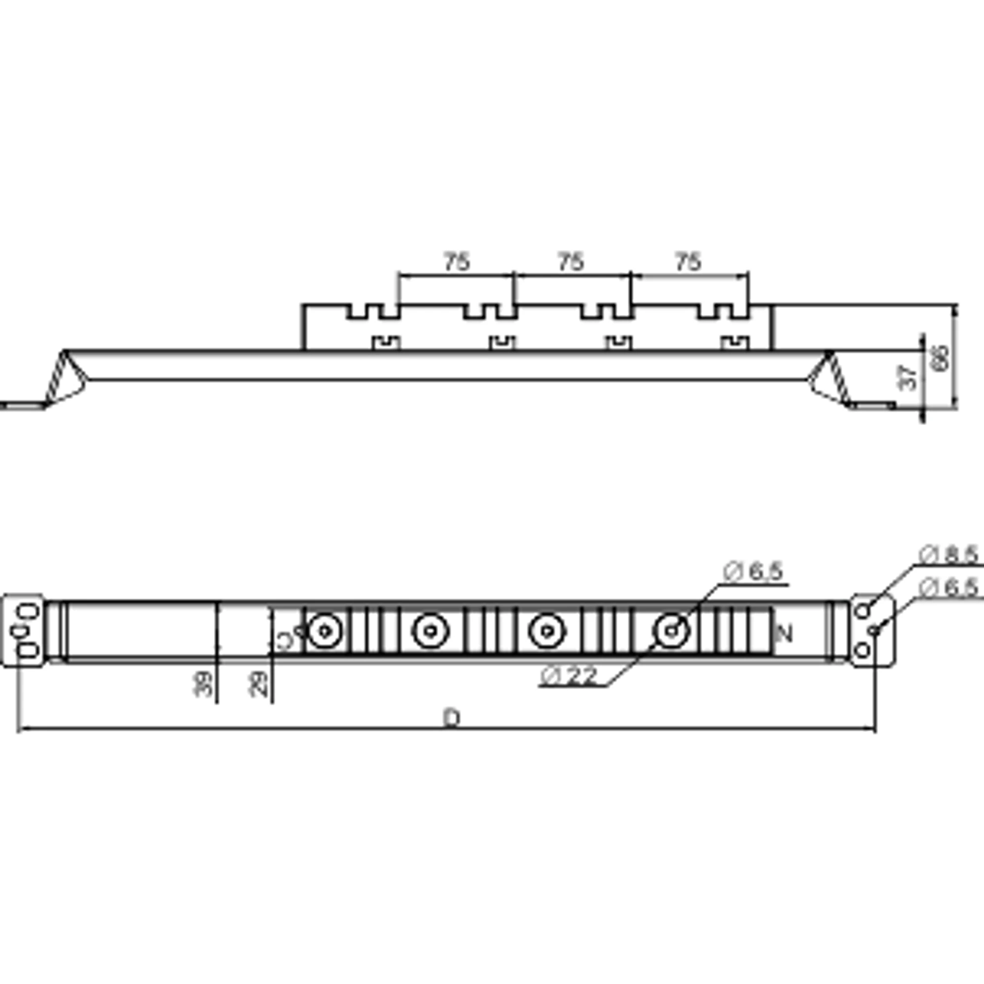 Schneider Electric NSYAS600 Spacial SF Busbar Support with Fixation, 600mm (img_001)