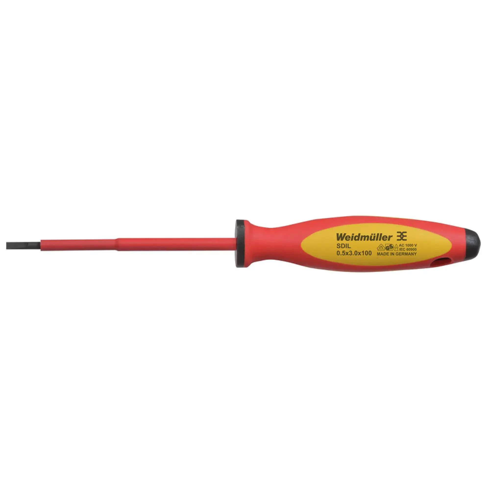 Weidmüller 2749130000 Slotted screwdriver, Blade thickness (A): 0.5 mm, Blade width (B): 3 mm, Blade length: 100 mm, Form: Slotted (img_001) Weidmüller 2749130000 Slotted screwdriver, Blade thickness (A): 0.5 mm, Blade width (B): 3 mm, Blade length: 100 mm, Form: Slotted (img_001)