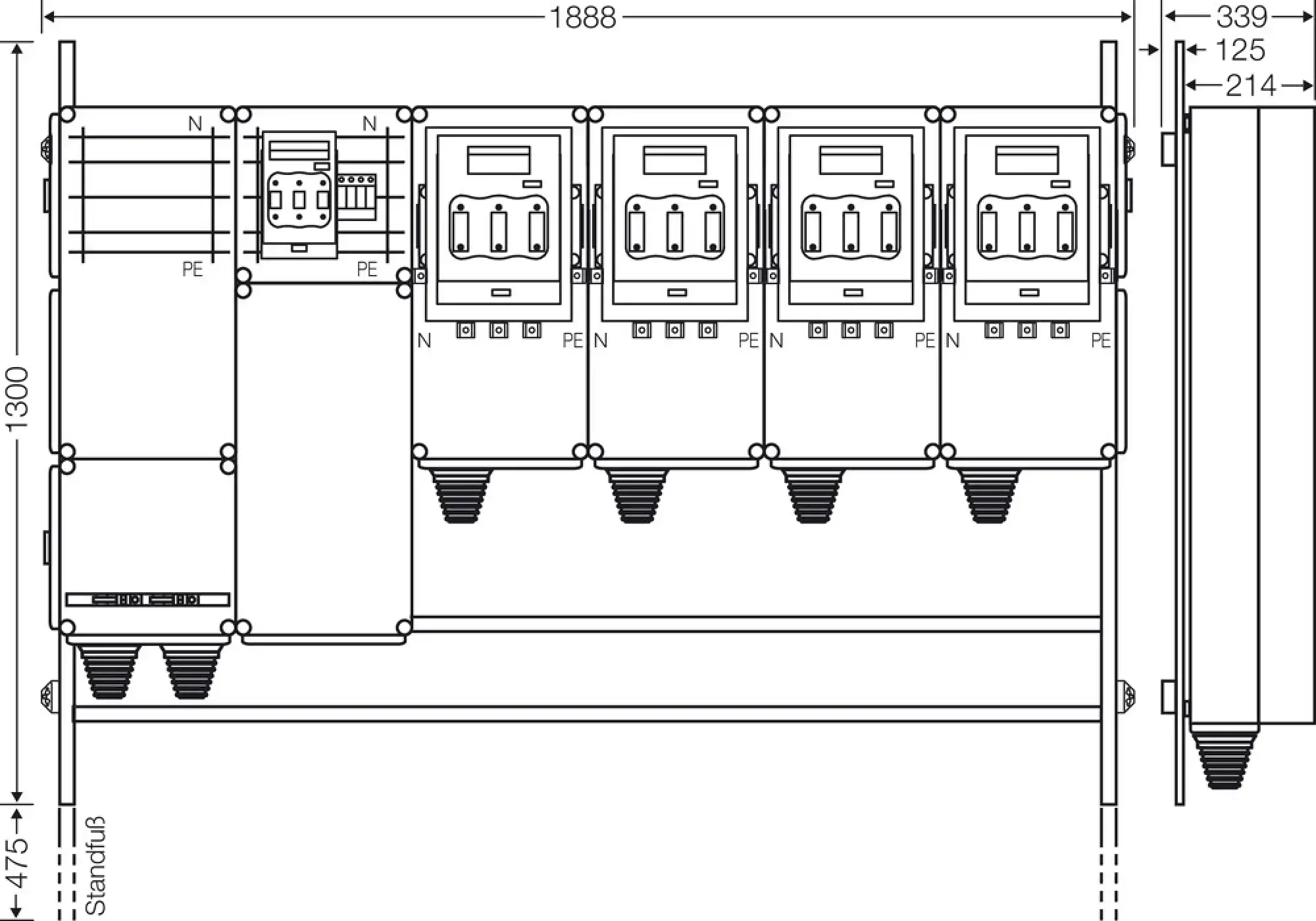 Hensel 65000166 Ladeverteiler für bis zu 4 Abgänge à 140kW Mi EV 140kW 4001 (img_003)