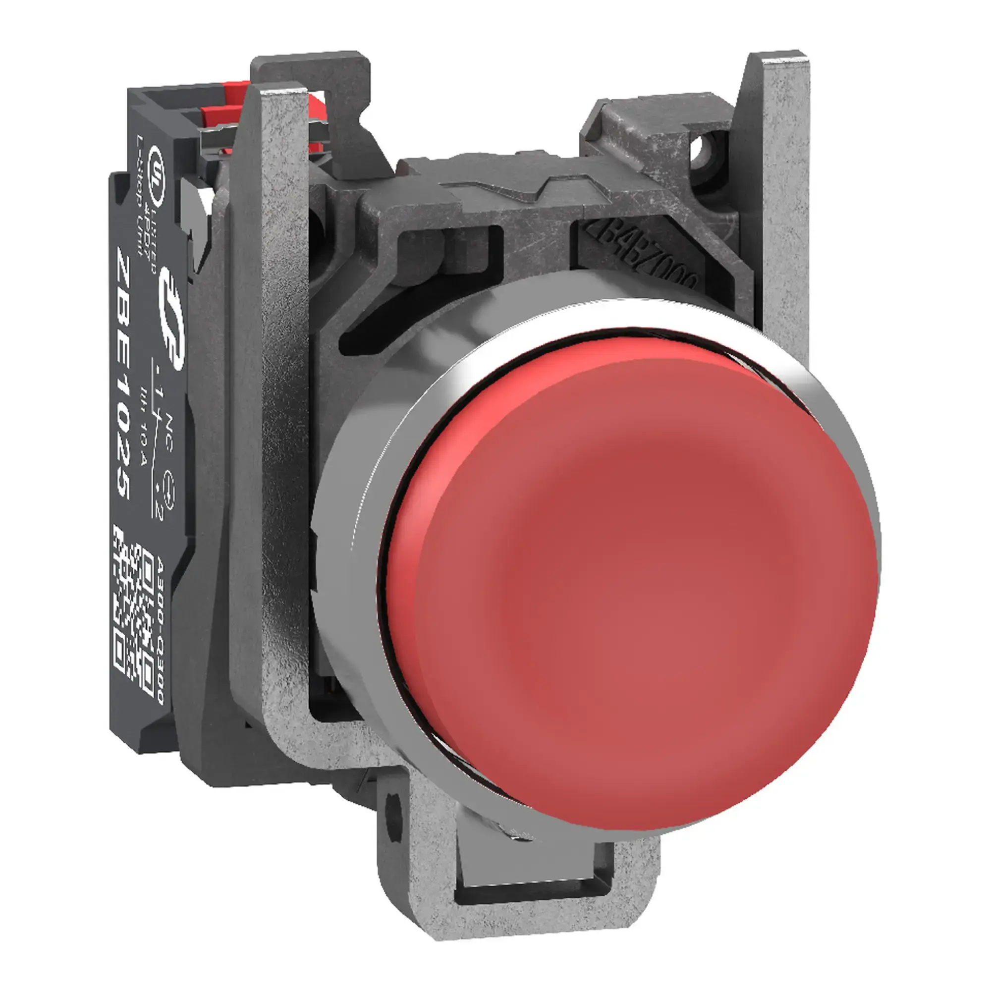 Schneider Electric XB4BL425 Drucktaster, Harmony XB4, Metall, 22mm, rot, vorstehend, unbeschriftet, tastend, 1Ö, Push-In (img_001)