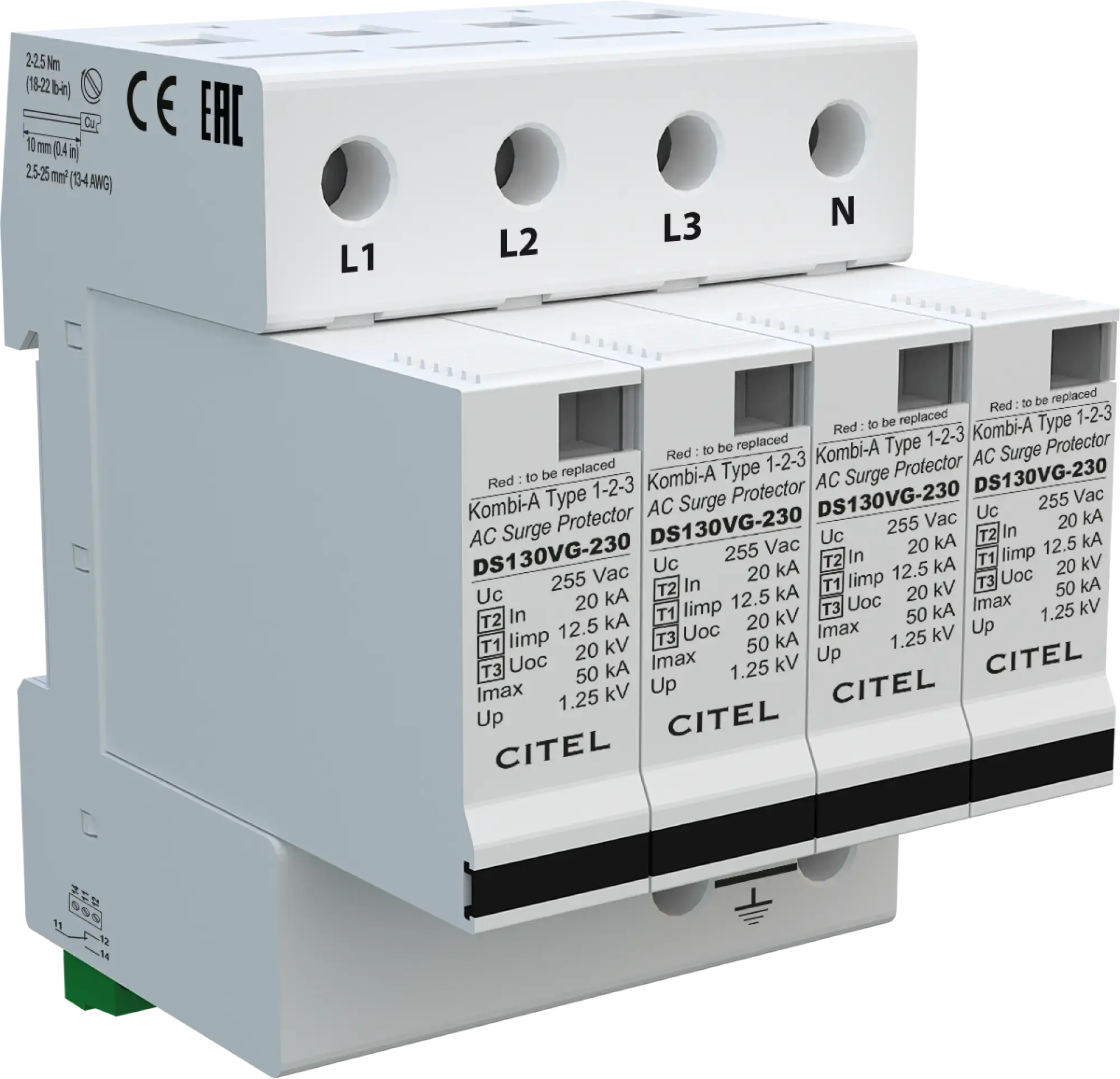 Citel 571574 Kombi-Ableiter 4-polig Typ 1+2 für 230/400 V TNS Netze, VG-Technology (img_001)