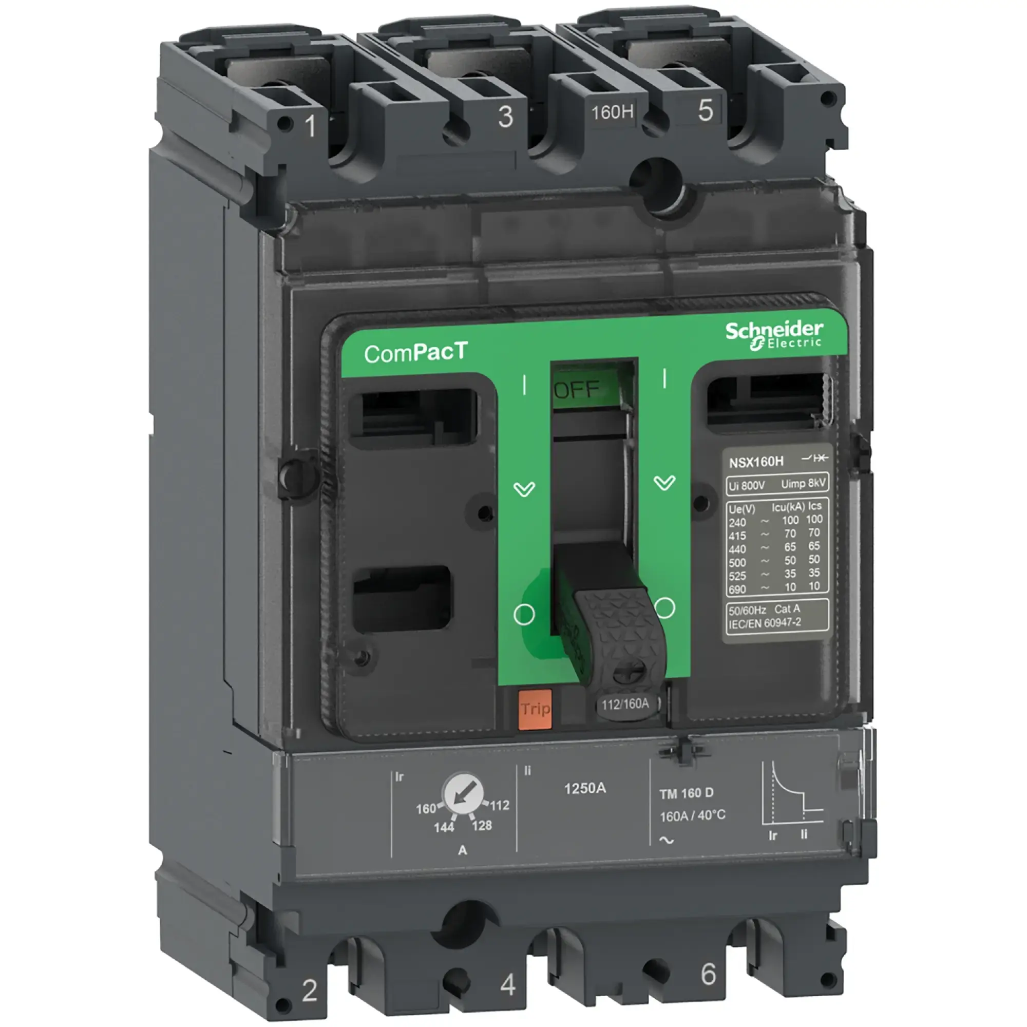 Schneider Electric C10H3TM063 Compact circuit breaker ComPacT NSX100H with TM63D 3P3D 44-63A, 70kA/415V AC (img_003) Schneider Electric C10H3TM063 Compact circuit breaker ComPacT NSX100H with TM63D 3P3D 44-63A, 70kA/415V AC (img_003)