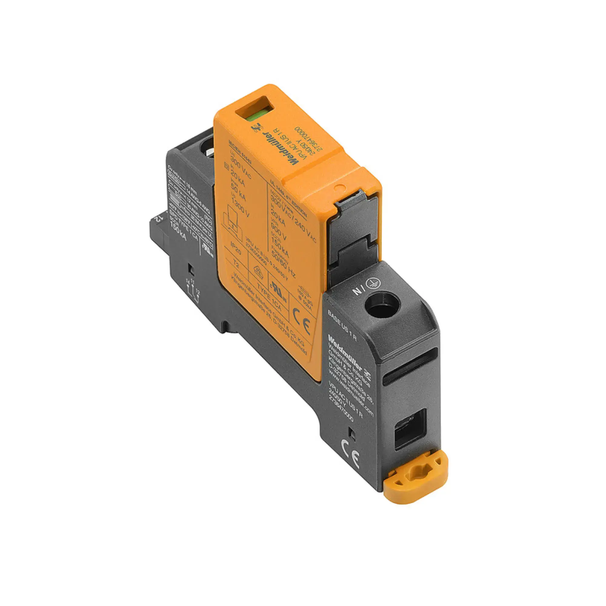Weidmüller 2736470000 Surge voltage arrester (power supply systems), Surge protection, with remote contact, Type II, Low voltage network: Single-phase, TN, II, AC, 240 V (img_001) Weidmüller 2736470000 Surge voltage arrester (power supply systems), Surge protection, with remote contact, Type II, Low voltage network: Single-phase, TN, II, AC, 240 V (img_001)