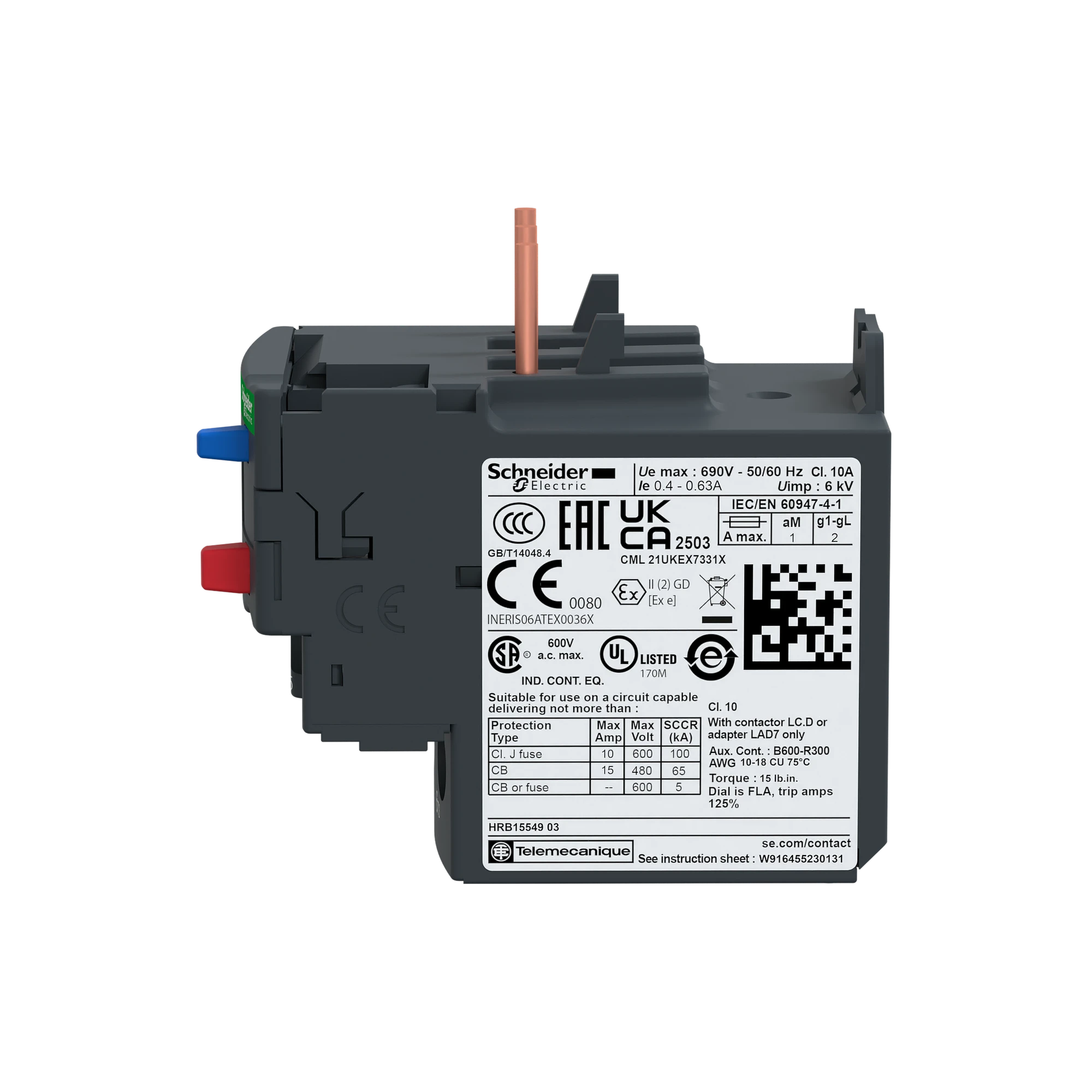 Schneider Electric LRD066 Motor Protection Relay LRD-0, 1-1.7A/690V DC/AC- Cl. 10A (img_004)