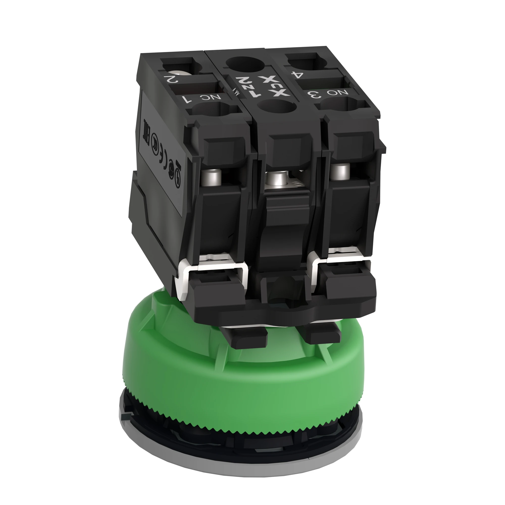 Schneider Electric XB5FW33G5C0 Illuminated push-button, Harmony XB5F, plastic, antimicrobial, light grey, green, 30mm, universal LED, 1NO + 1NC, 110-120V AC (img_008)