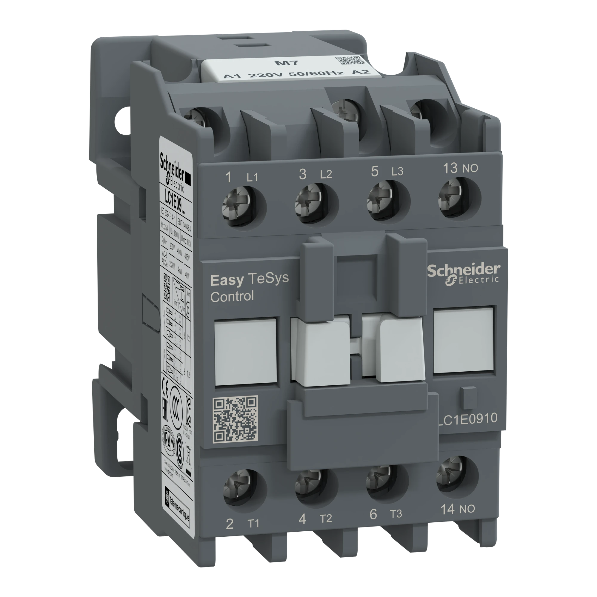 Schneider Electric LC1E0910M7 Easy TeSys Leistungsschütz 3P 9A 1NO 220V AC 50/60Hz (img_001)