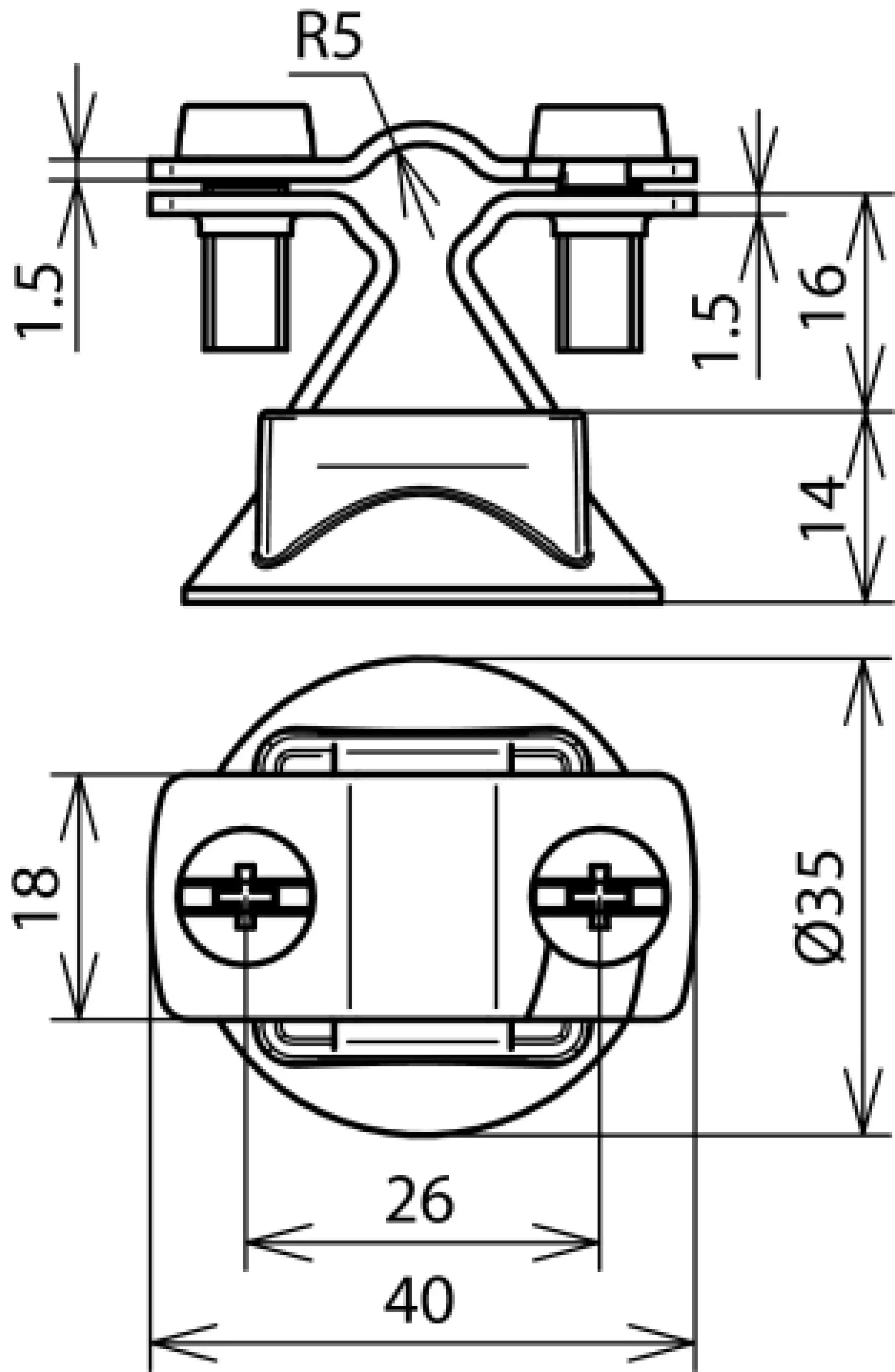 Dehn 274150 Conductor holder StSt f. Rd 8-10mm with grey plastic base (img_002)