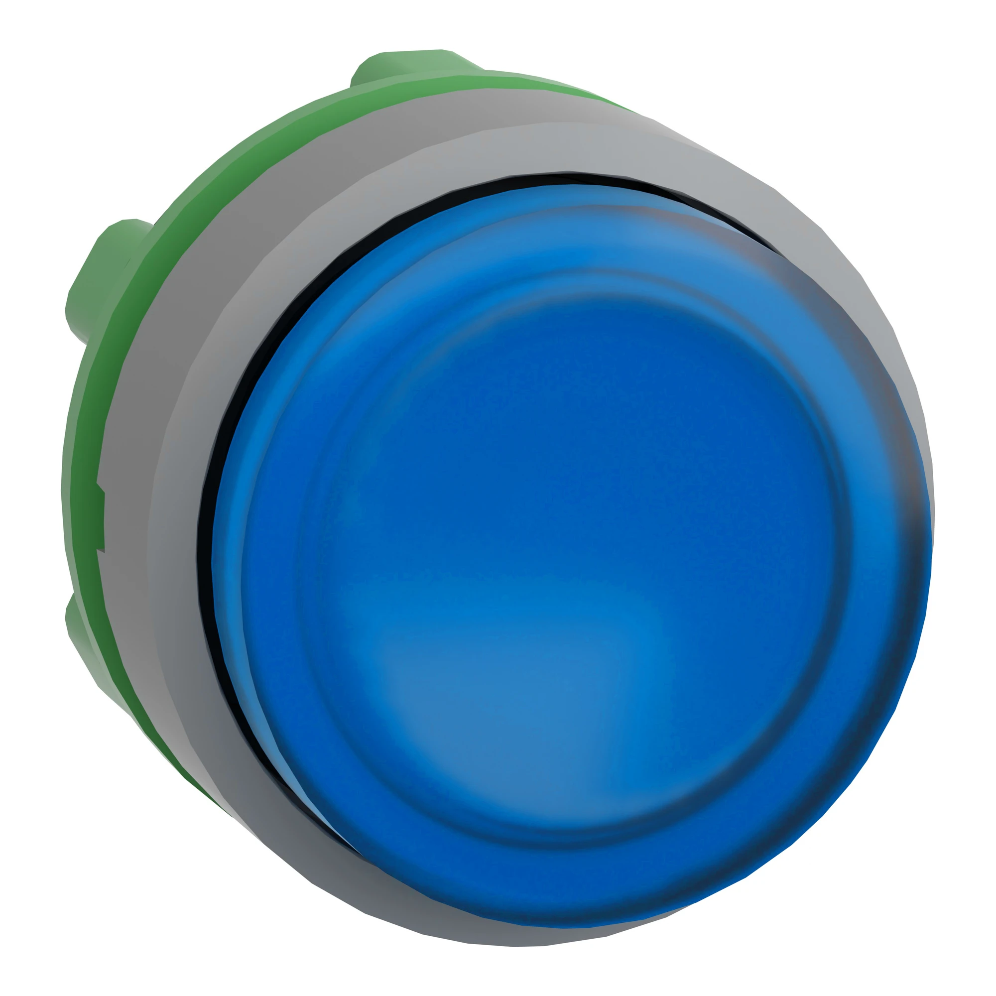 Schneider Electric ZB5AH63C0 Illuminated Pushbutton, Front Element, Harmony XB5, Plastic, 22mm, Light Grey, Blue, Projecting, for Universal LED, Latching (img_001)