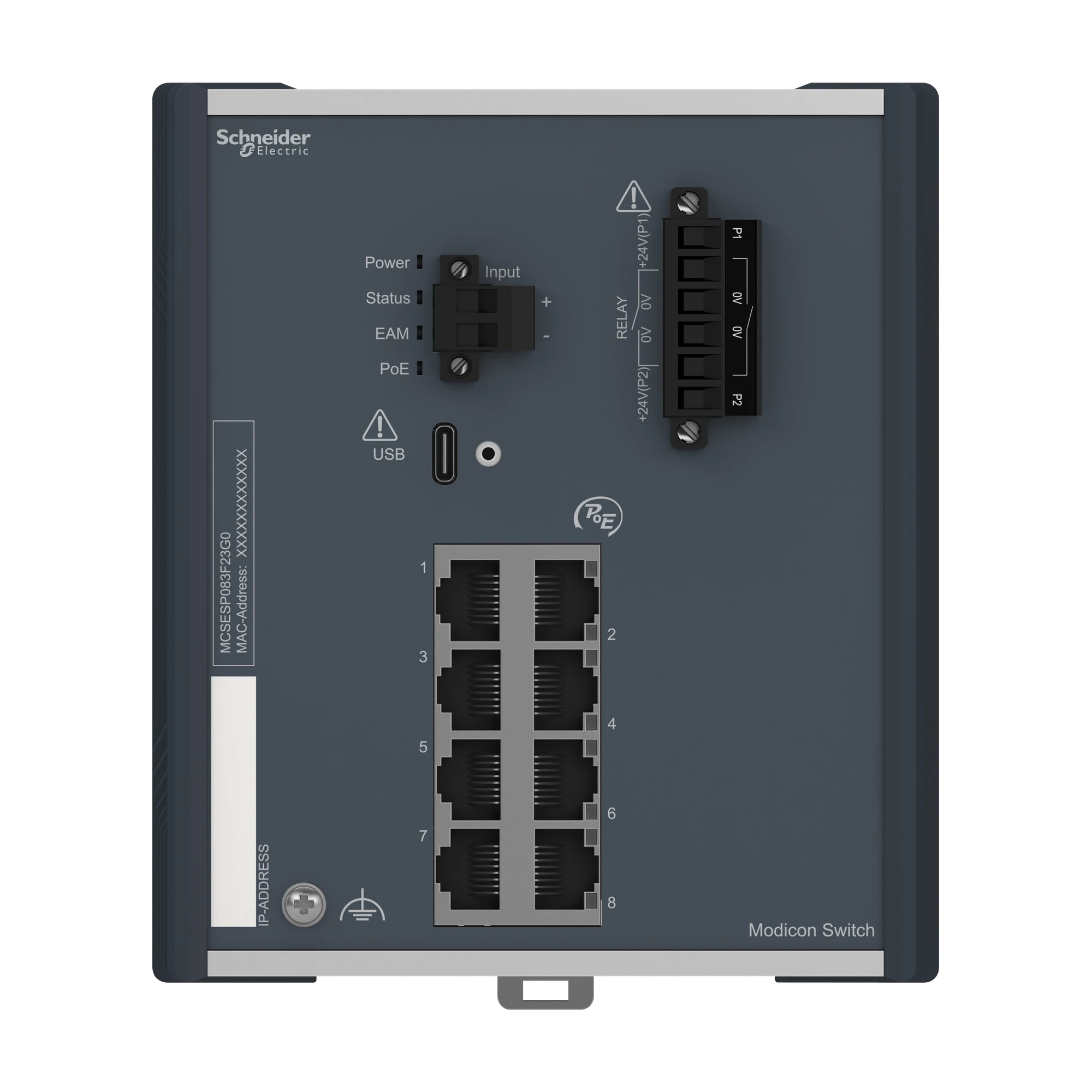 Schneider Electric MCSESP083F23G0 Modicon PoE Managed Switch, 8 Gigabit Copper Ports (8TX 10/100/1000 Mbps), Power over Ethernet (img_004) Schneider Electric MCSESP083F23G0 Modicon PoE Managed Switch, 8 Gigabit Copper Ports (8TX 10/100/1000 Mbps), Power over Ethernet (img_004)