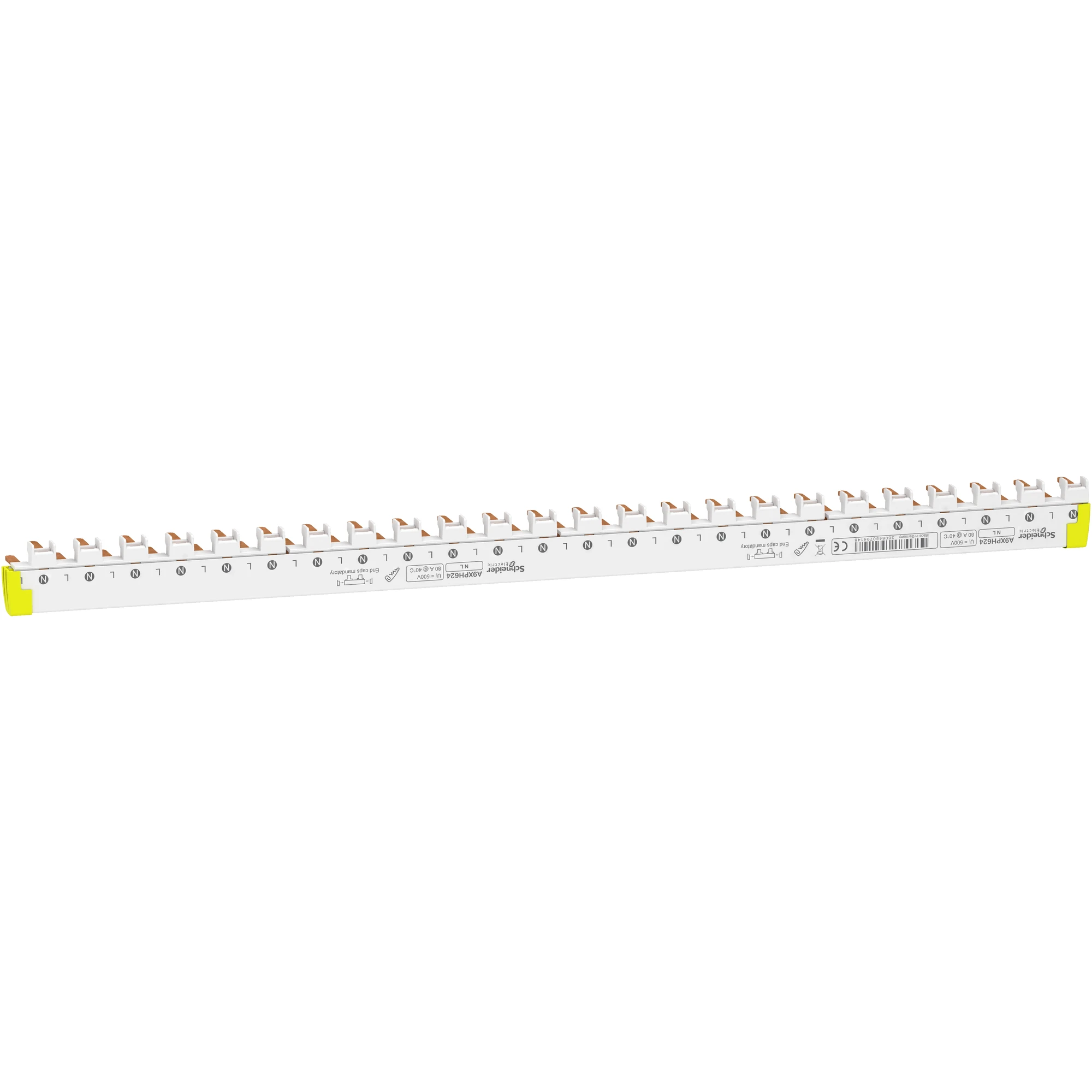 Schneider Electric A9XPH624 Busbar for RCCB/MCBs, cuttable, 1P+N, 24 modules for 12 RCCB/MCBs, 80A (img_001) Schneider Electric A9XPH624 Busbar for RCCB/MCBs, cuttable, 1P+N, 24 modules for 12 RCCB/MCBs, 80A (img_001)