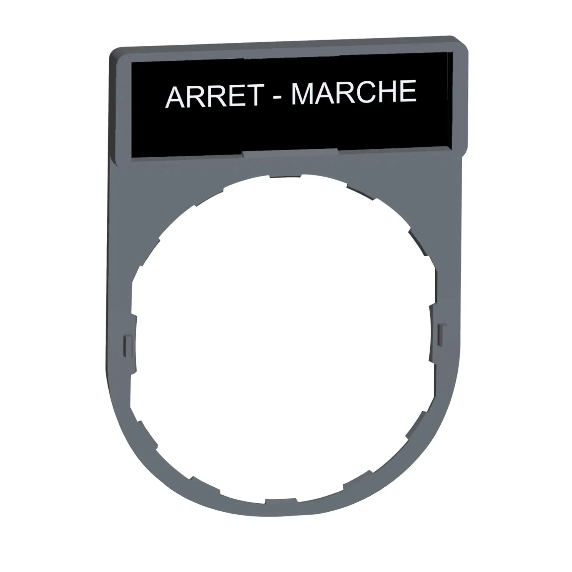 Schneider Electric ZBY2166C0 Label holder 30x40mm, with ARRET-MARCHE plate, for Harmony 22mm, in grey (img_002) Schneider Electric ZBY2166C0 Label holder 30x40mm, with ARRET-MARCHE plate, for Harmony 22mm, in grey (img_002)